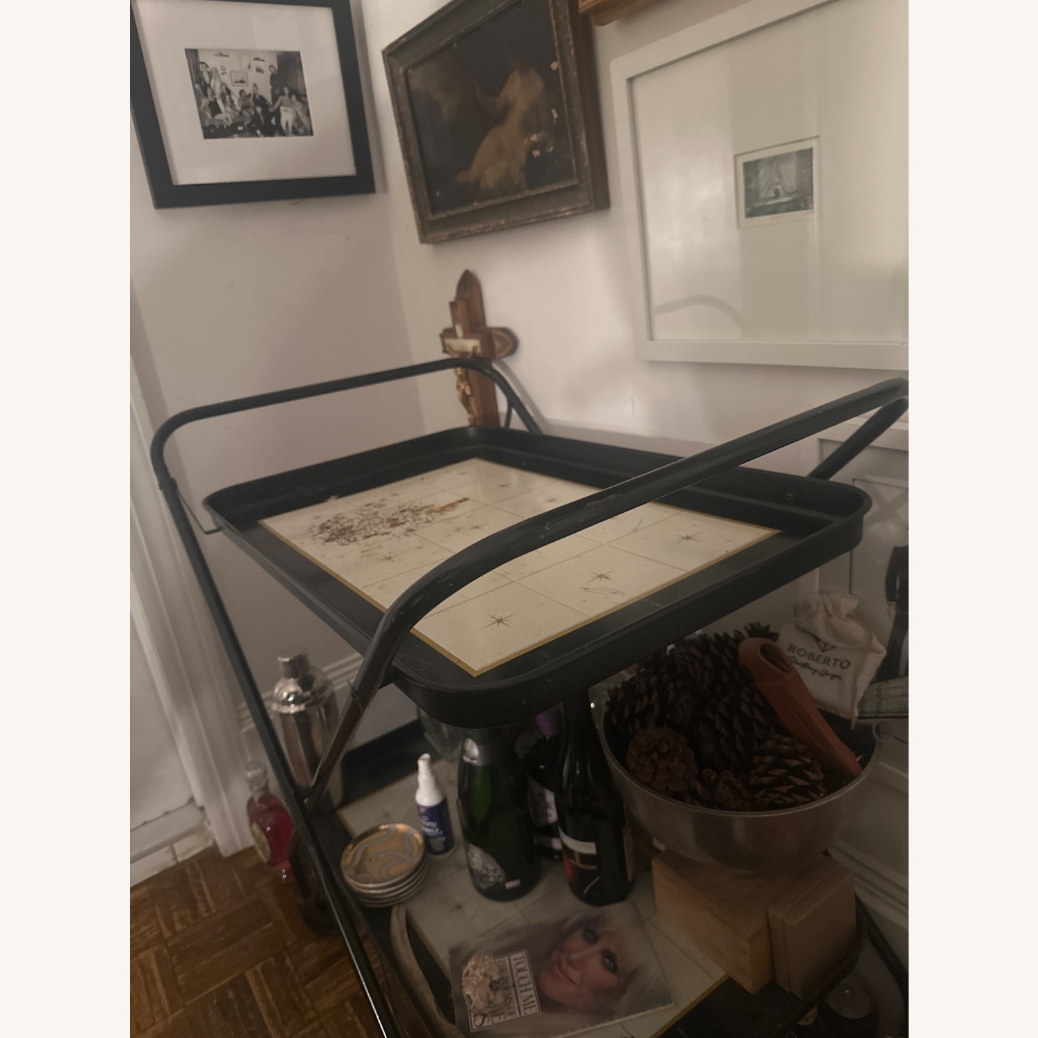 Vintage/Antique Finds Black Metal Bar Cart - image-4