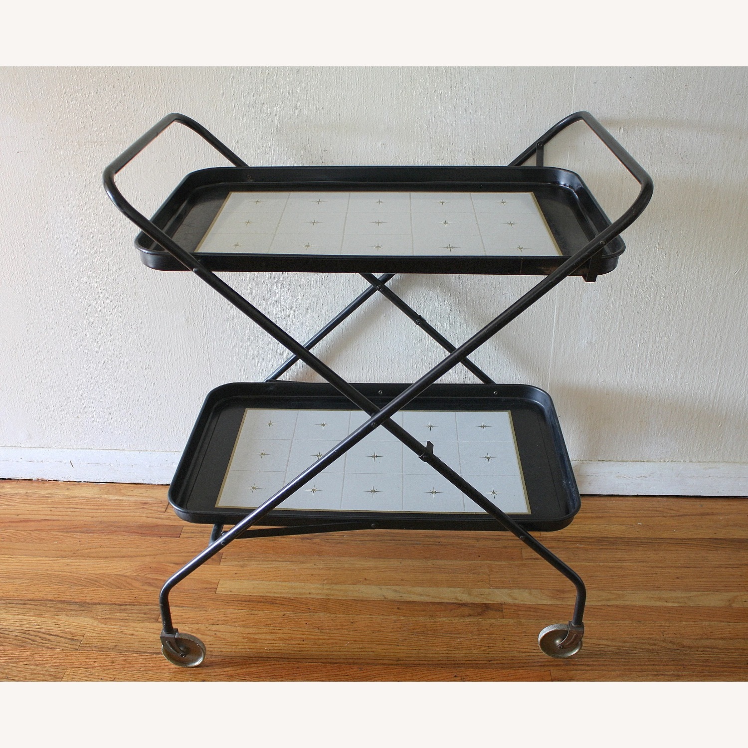 Vintage/Antique Finds Black Metal Bar Cart - image-1