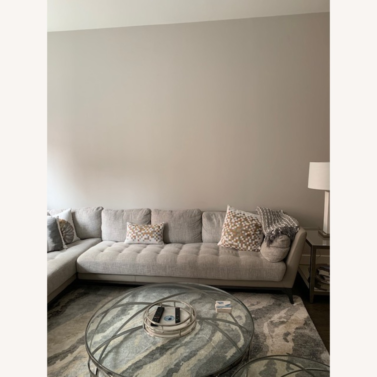 Roche Bobois Perception Gray Fabric/Leather 2 Piece Sectional - image-3