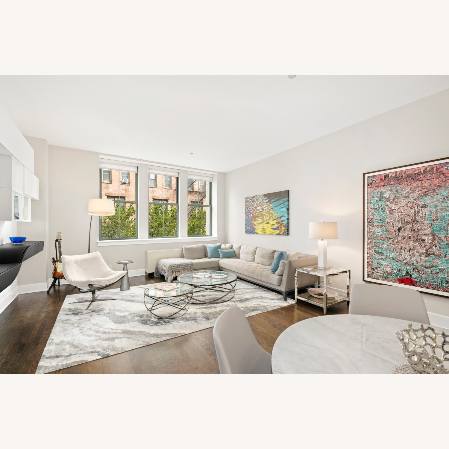 Roche Bobois Perception Gray Fabric/Leather 2 Piece Sectional - image-1