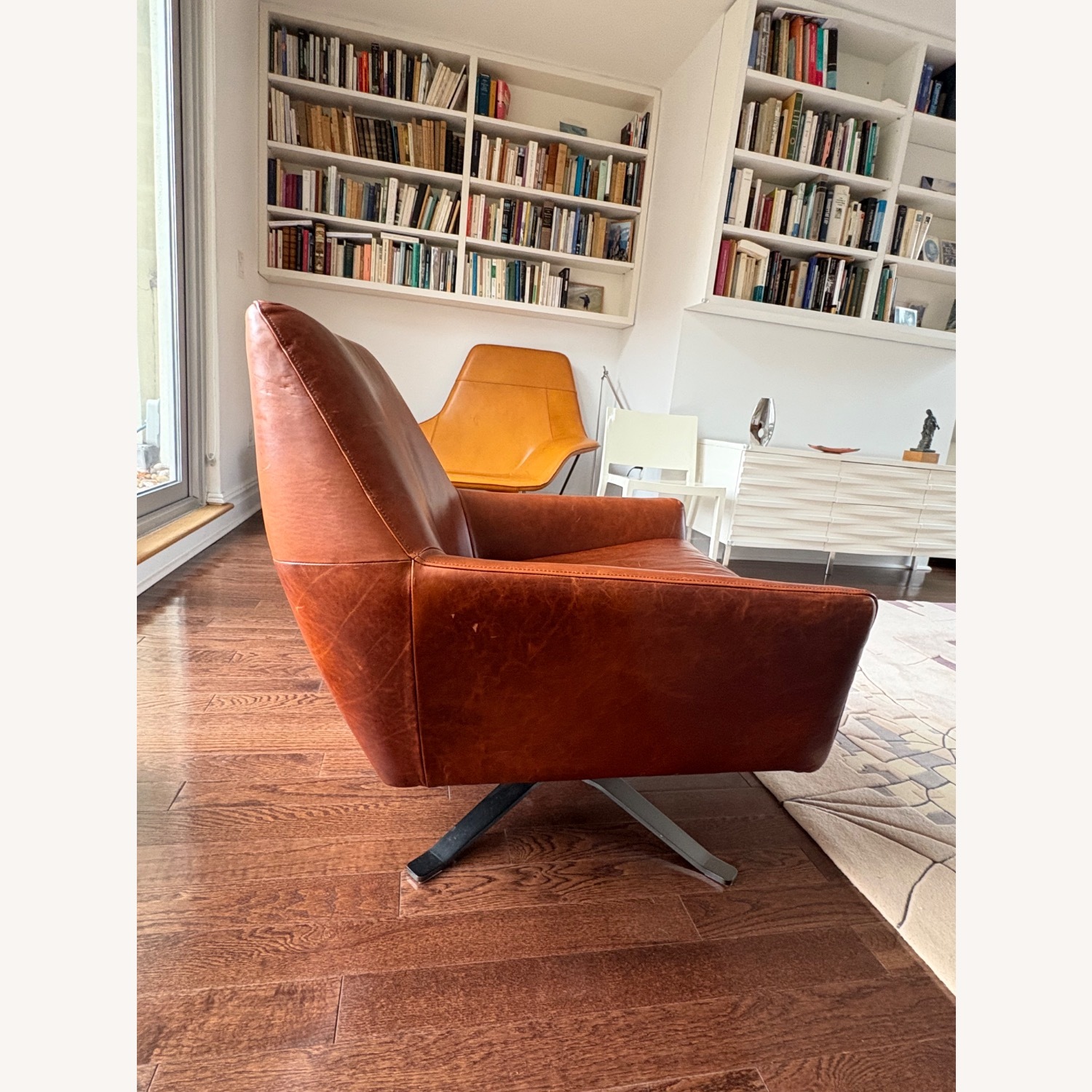 West Elm Lucas Saddle Leather Swivel Base Chairs - image-3