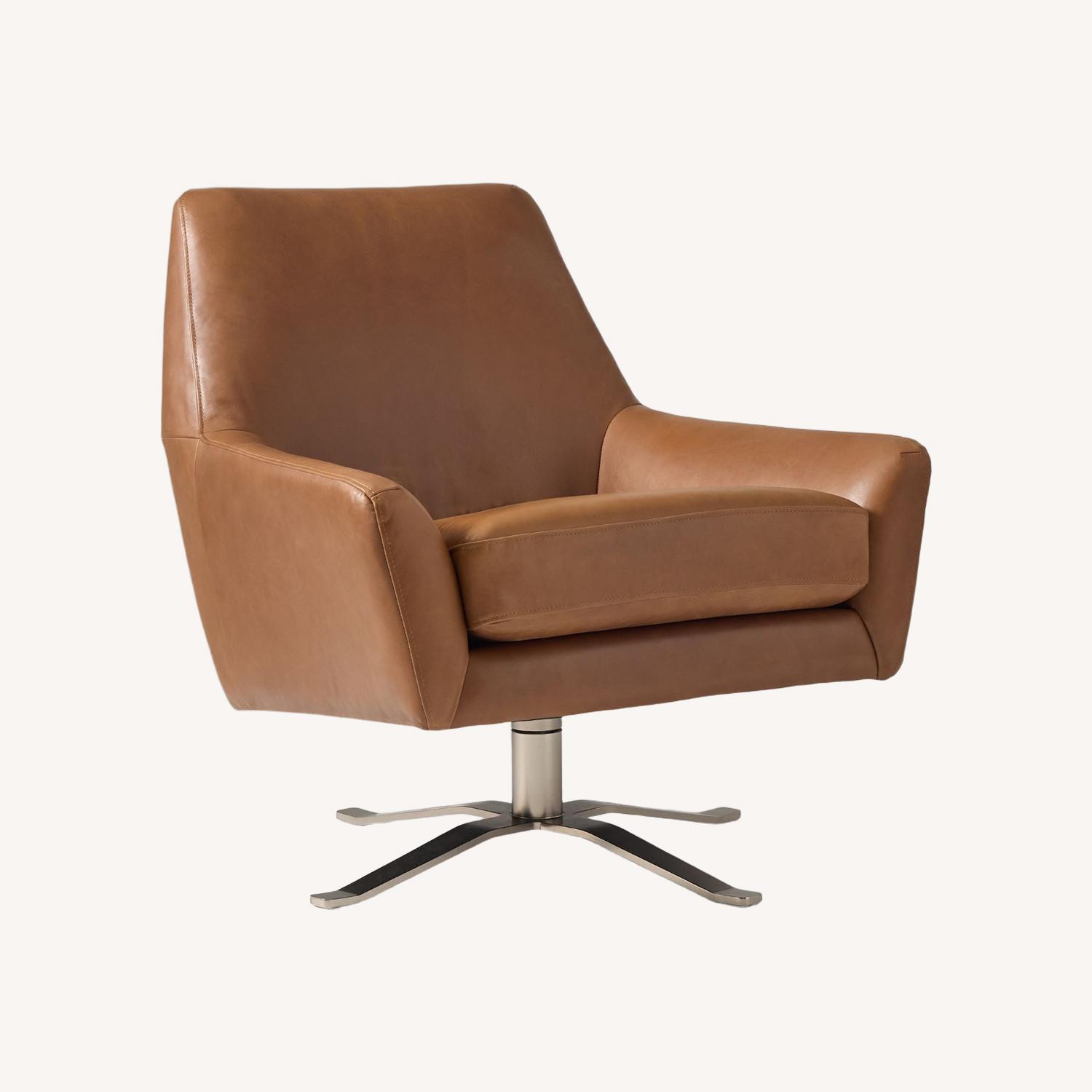 West Elm Lucas Saddle Leather Swivel Base Chairs - image-0