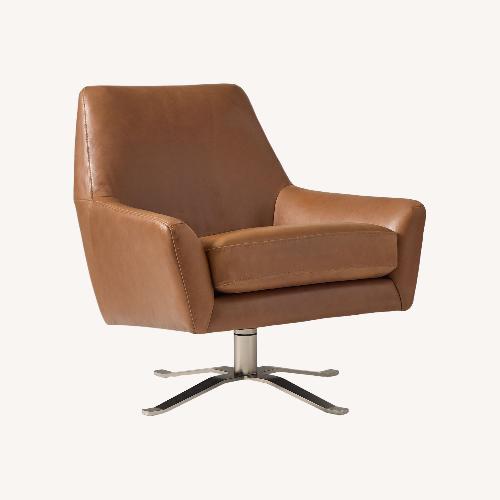 Used West Elm Lucas Saddle Leather Swivel Base Chairs for sale on AptDeco