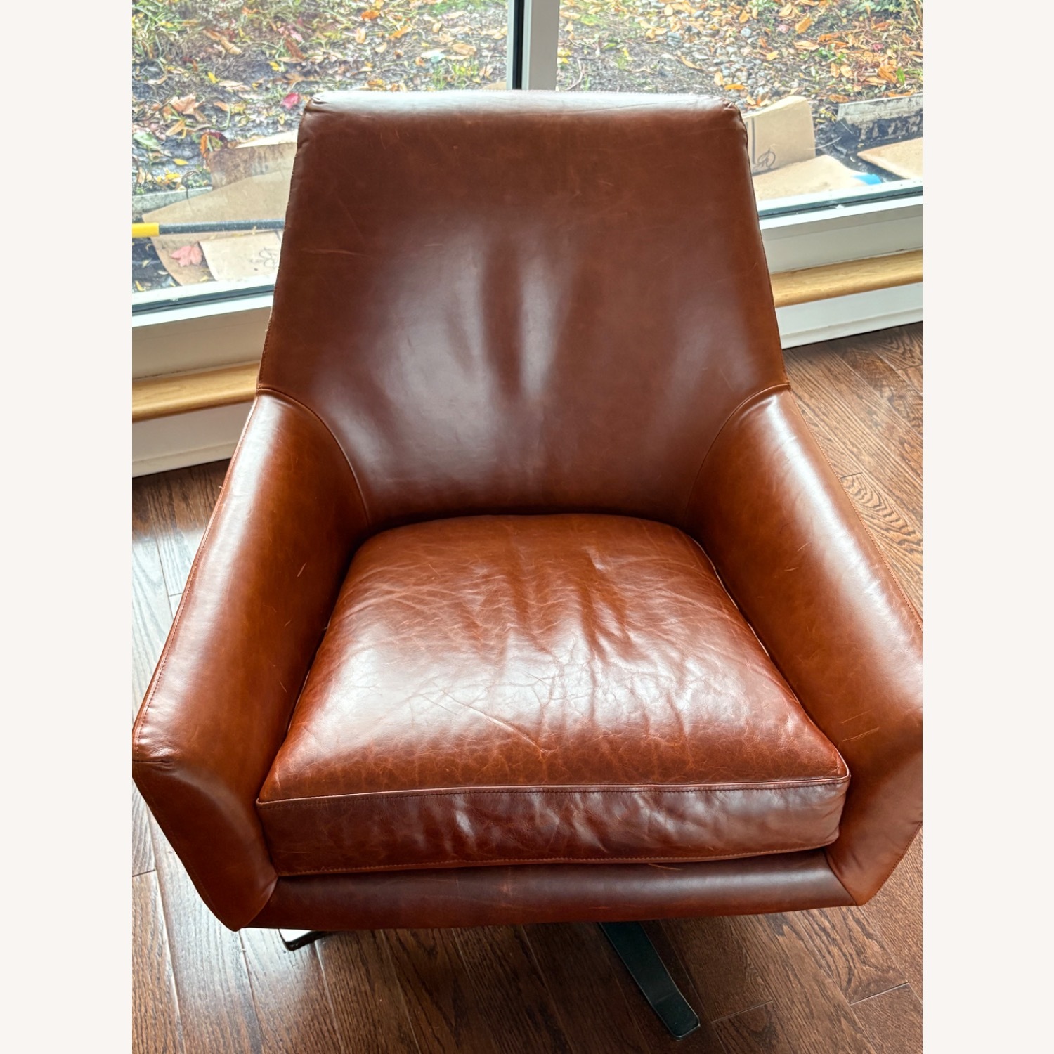 West Elm Lucas Saddle Leather Swivel Base Chairs - image-1