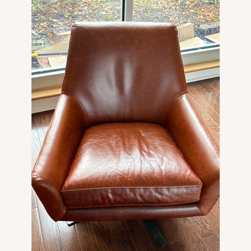 Used West Elm Lucas Saddle Leather Swivel Base Chairs for sale on AptDeco