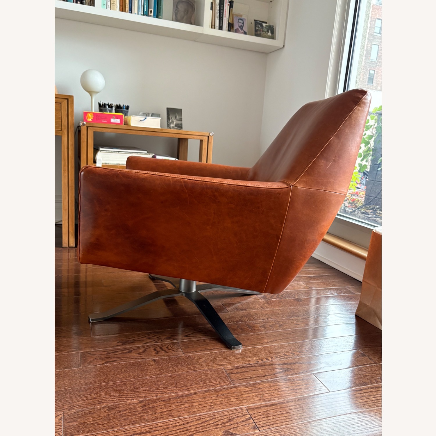 West Elm Lucas Saddle Leather Swivel Base Chairs - image-2