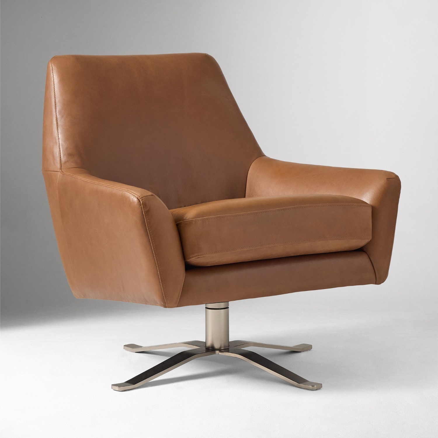 West Elm Lucas Saddle Leather Swivel Base Chairs - image-11