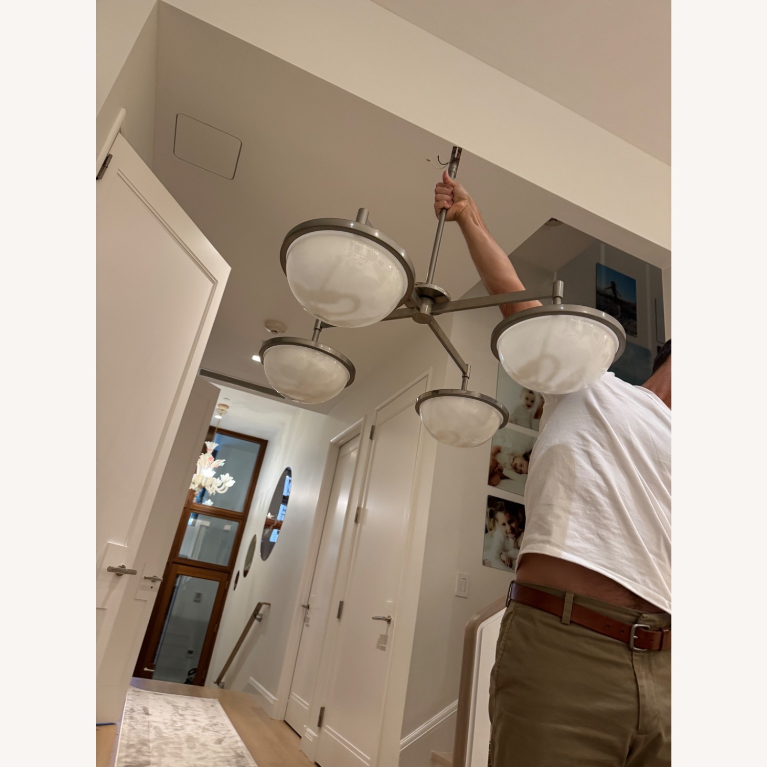 Nevins 10 Chandelier White Metal Ceiling Lamp - image-3