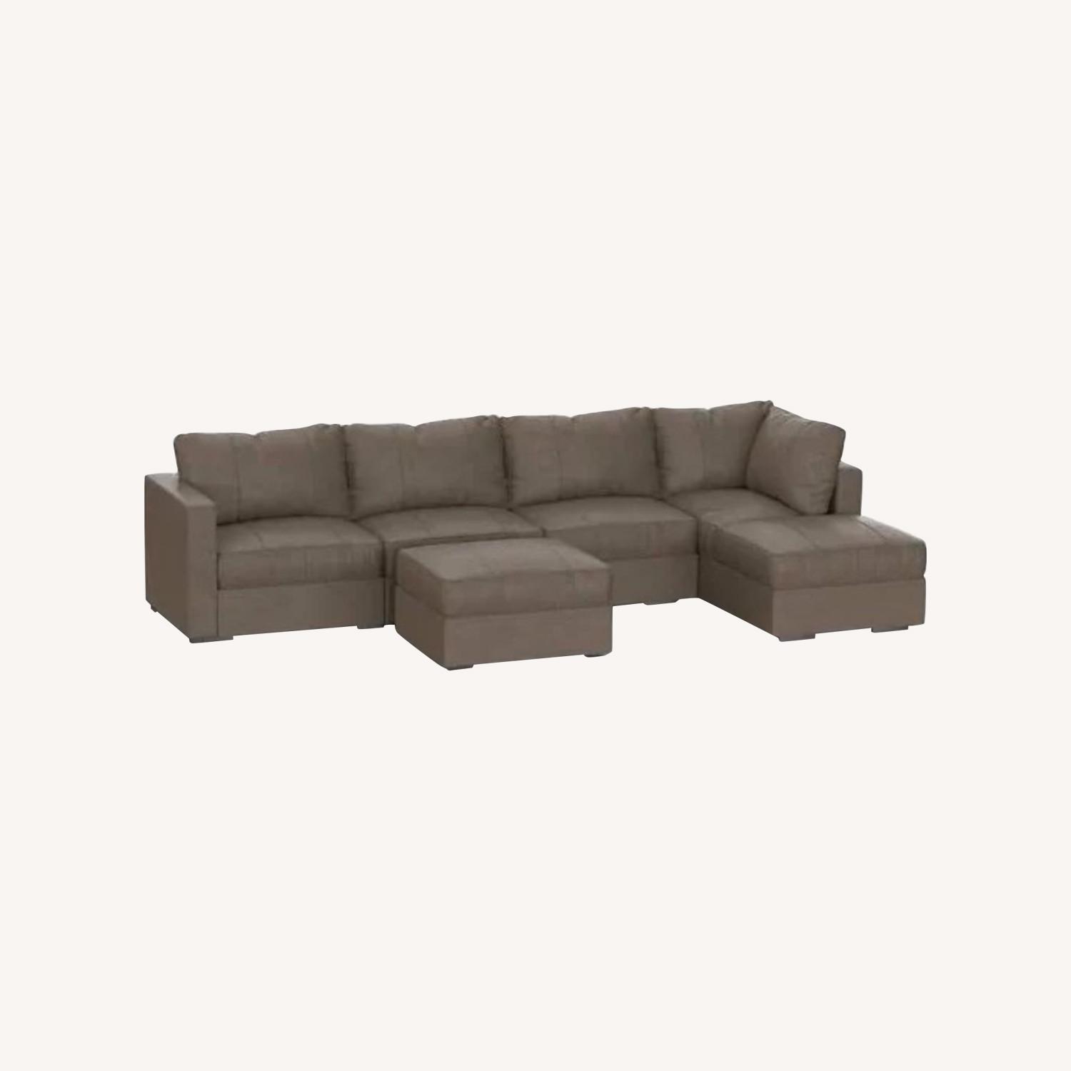 LoveSac Venetian Taupe Velvet 4 Seat Sectional - image-0