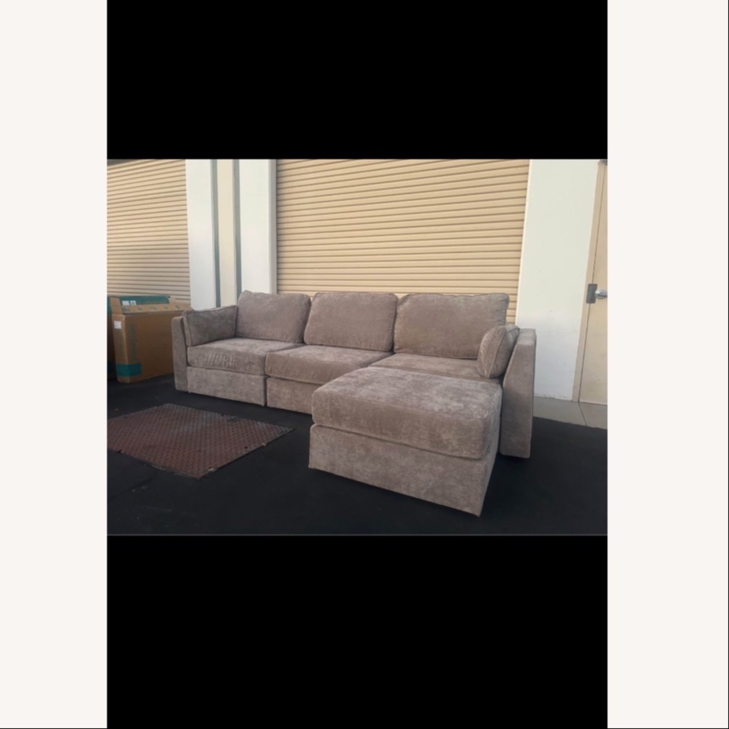 LoveSac Venetian Taupe Velvet 4 Seat Sectional - image-8