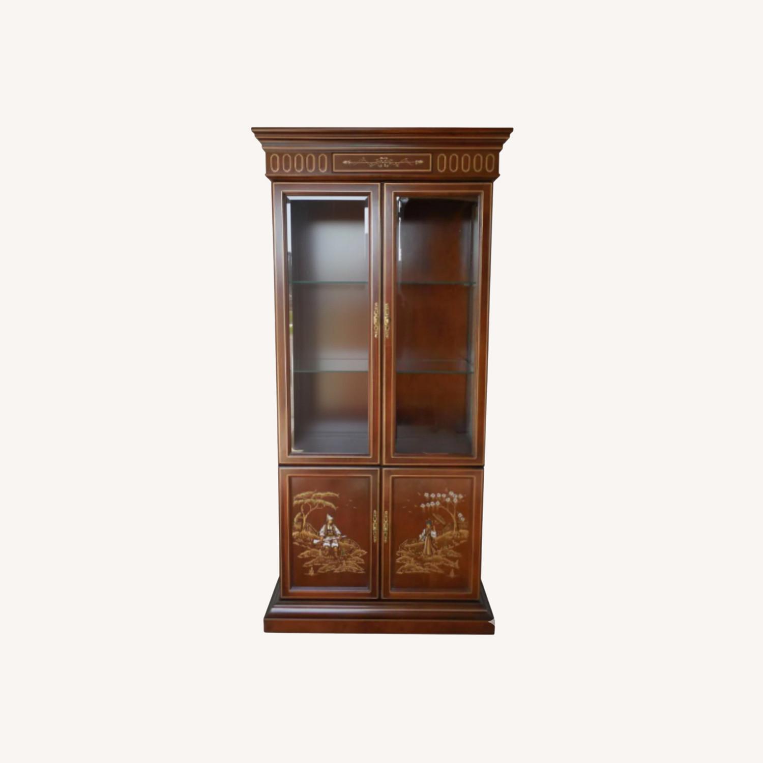 Chinoiserie Asian China Display Curio Cabinet - image-0