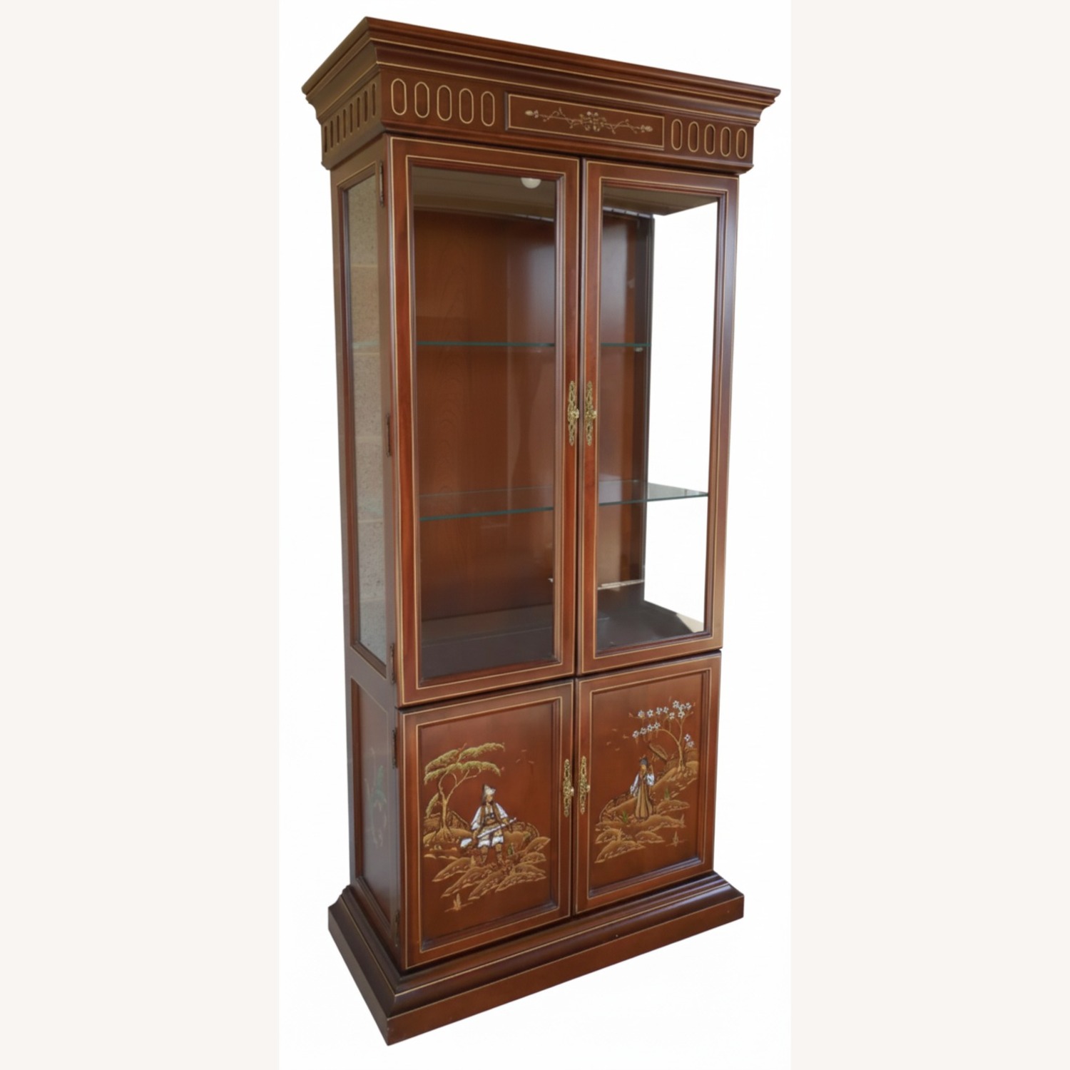 Chinoiserie Asian China Display Curio Cabinet - image-3