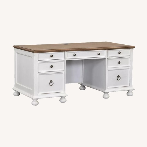 Used Havertys Nantucket White and Brown Executive Desk for sale on AptDeco