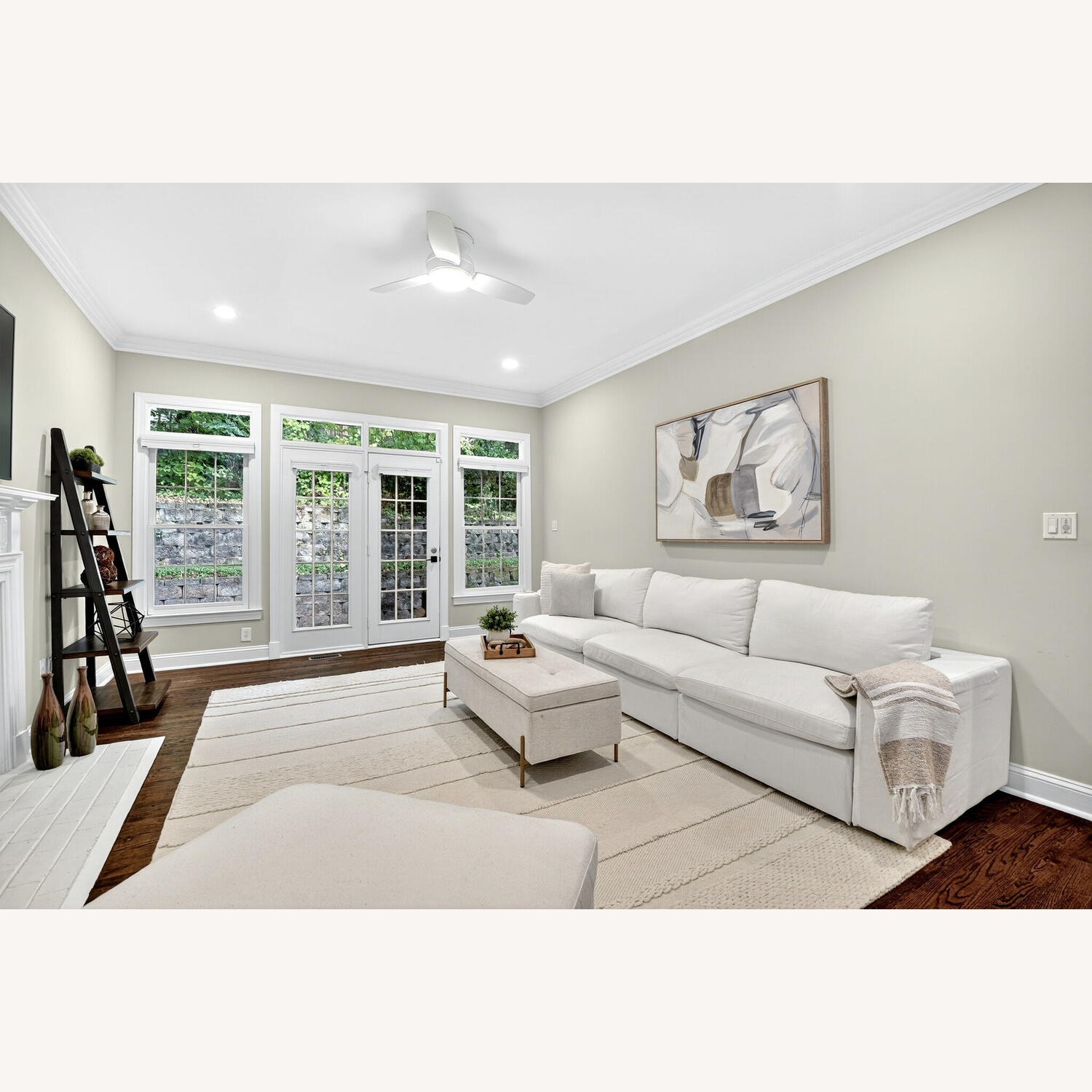 5 Piece Modular Sectional Sofa (White & Natural) - image-1