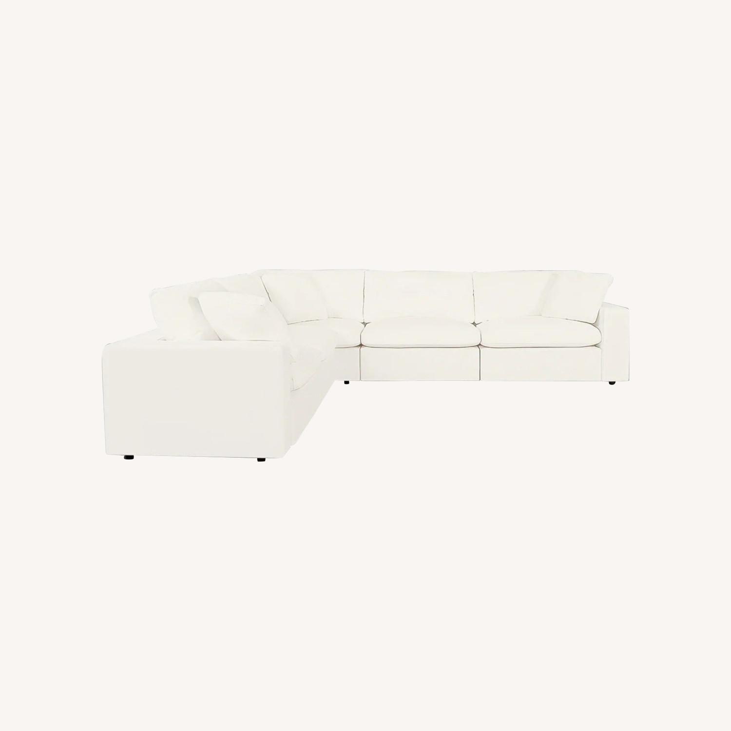 5 Piece Modular Sectional Sofa (White & Natural) - image-0