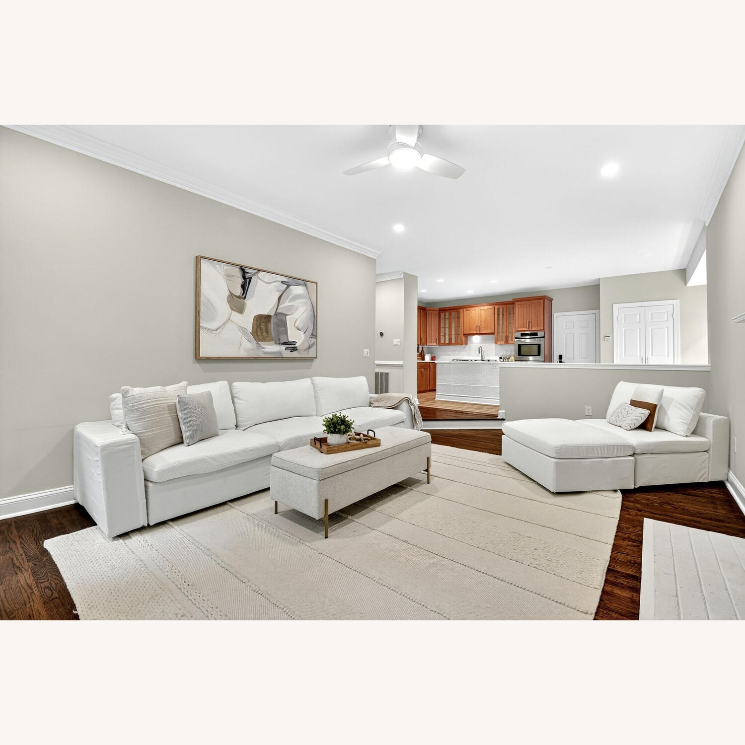 5 Piece Modular Sectional Sofa (White & Natural) - image-2