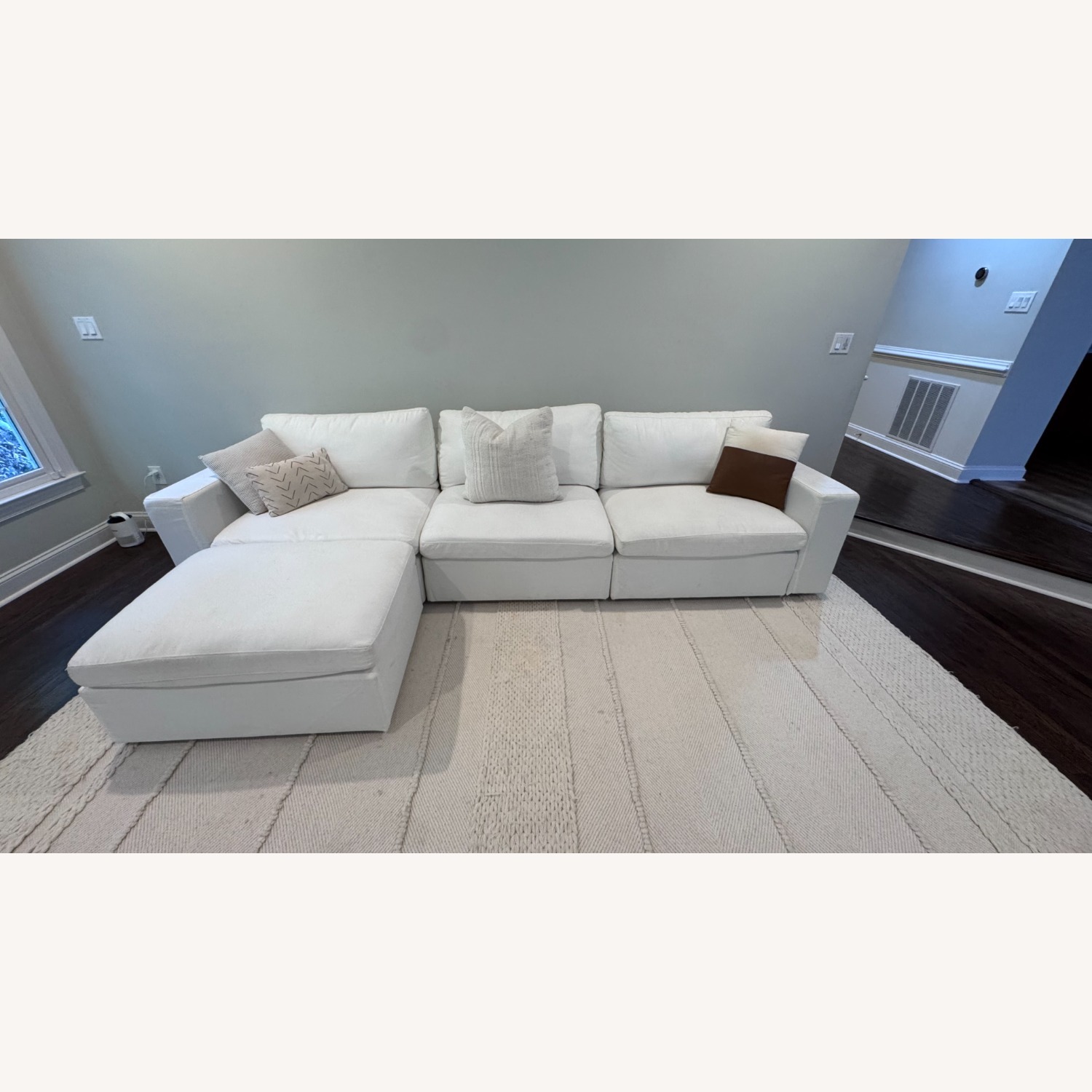 5 Piece Modular Sectional Sofa (White & Natural) - image-5
