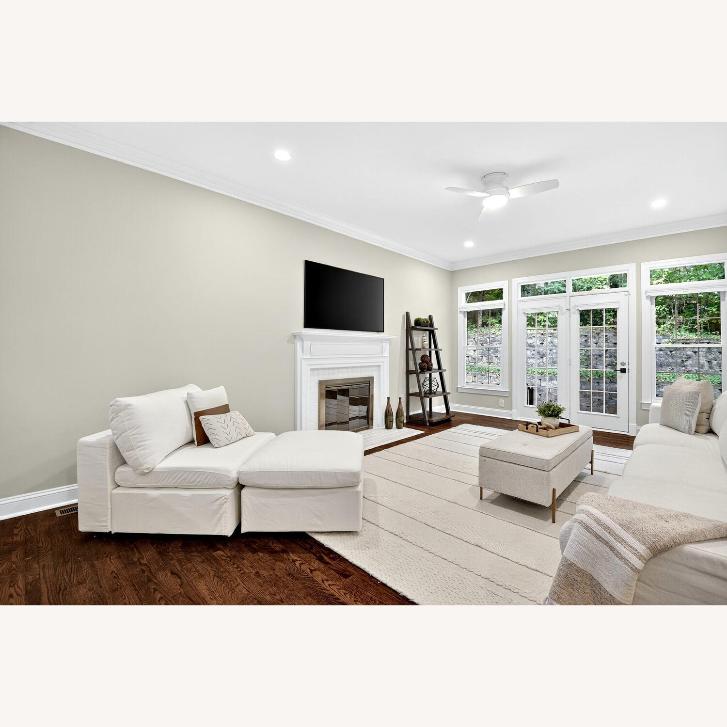 5 Piece Modular Sectional Sofa (White & Natural) - image-3