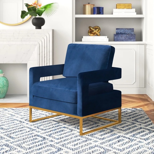 Used Wayfair Blue Velvet Accent Chair for sale on AptDeco