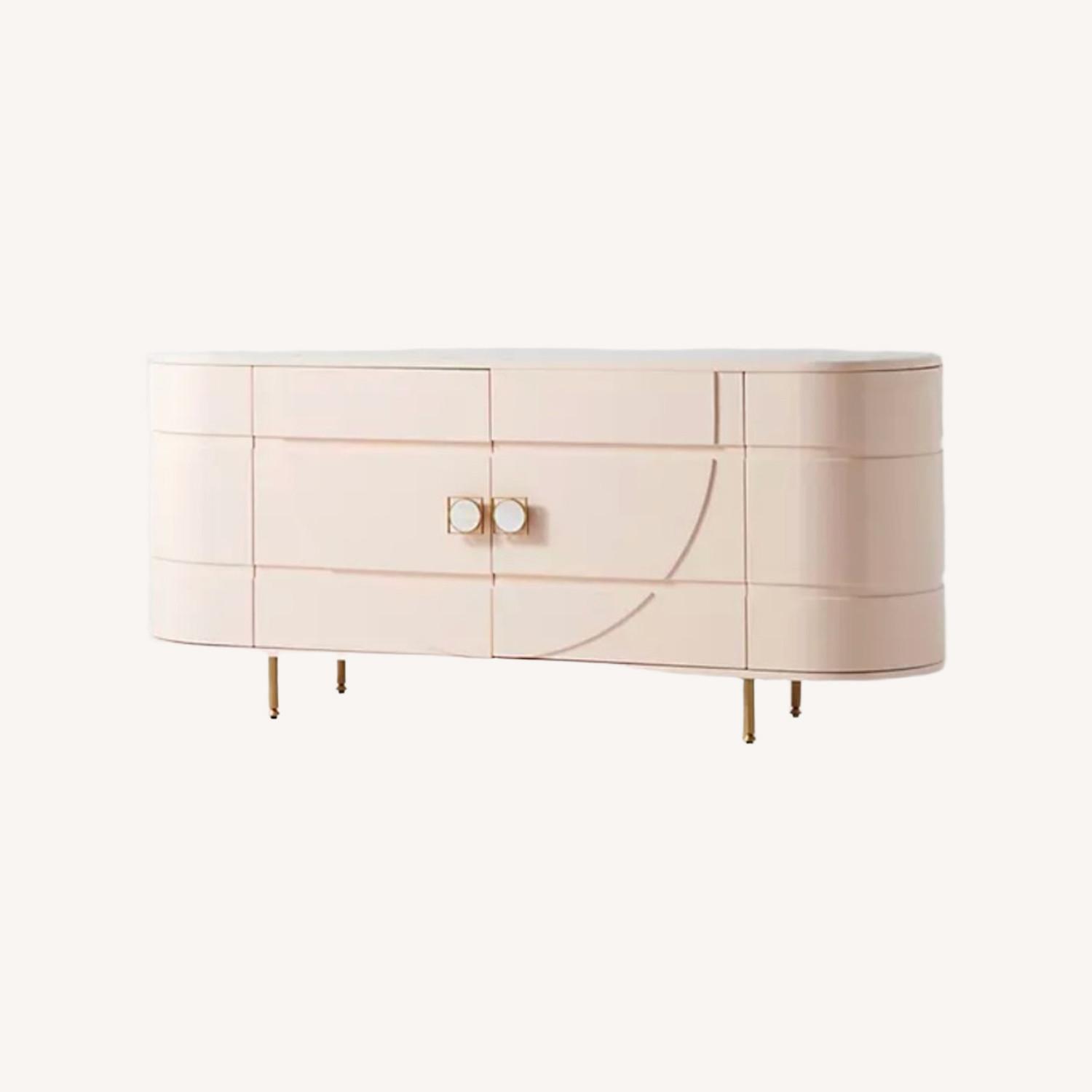 Anthropologie Hepworth Pink Lacquer Sideboard - image-0