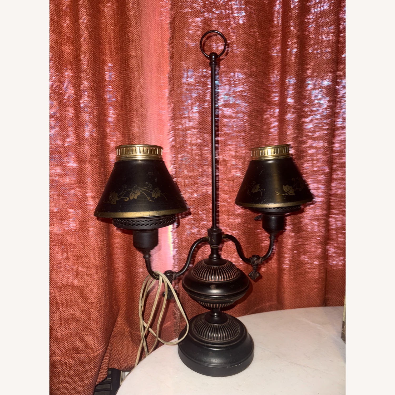 Antique Table Lamp With Floral Design - image-2