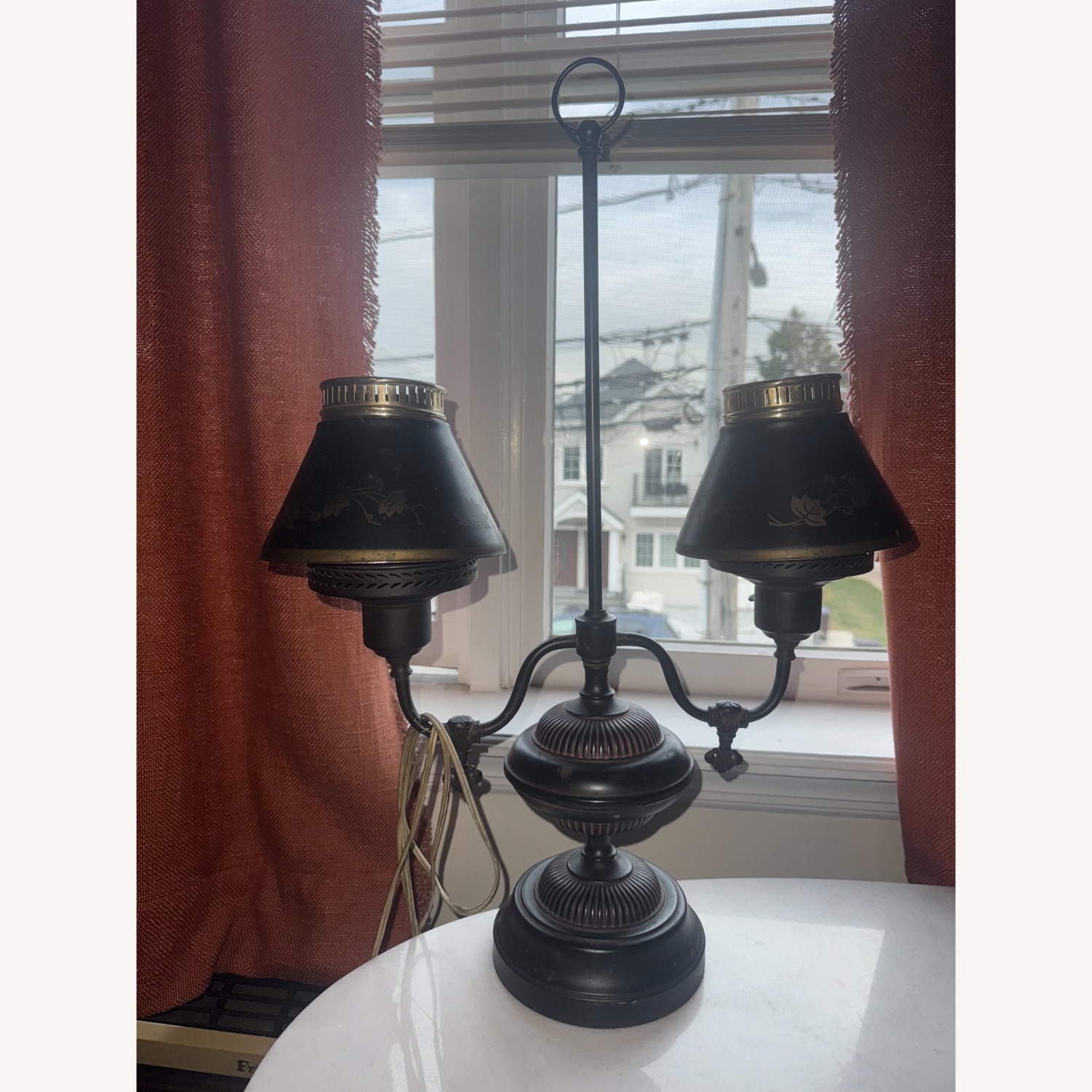  Antique Table Lamp With Floral Design - image-1