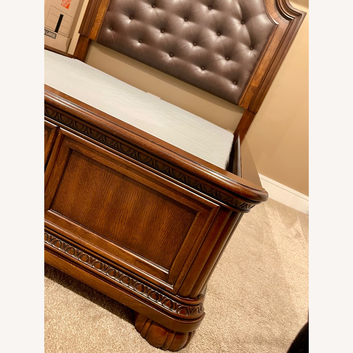 Ashley Furniture Dark Brown Wood Queen Bed - image-2