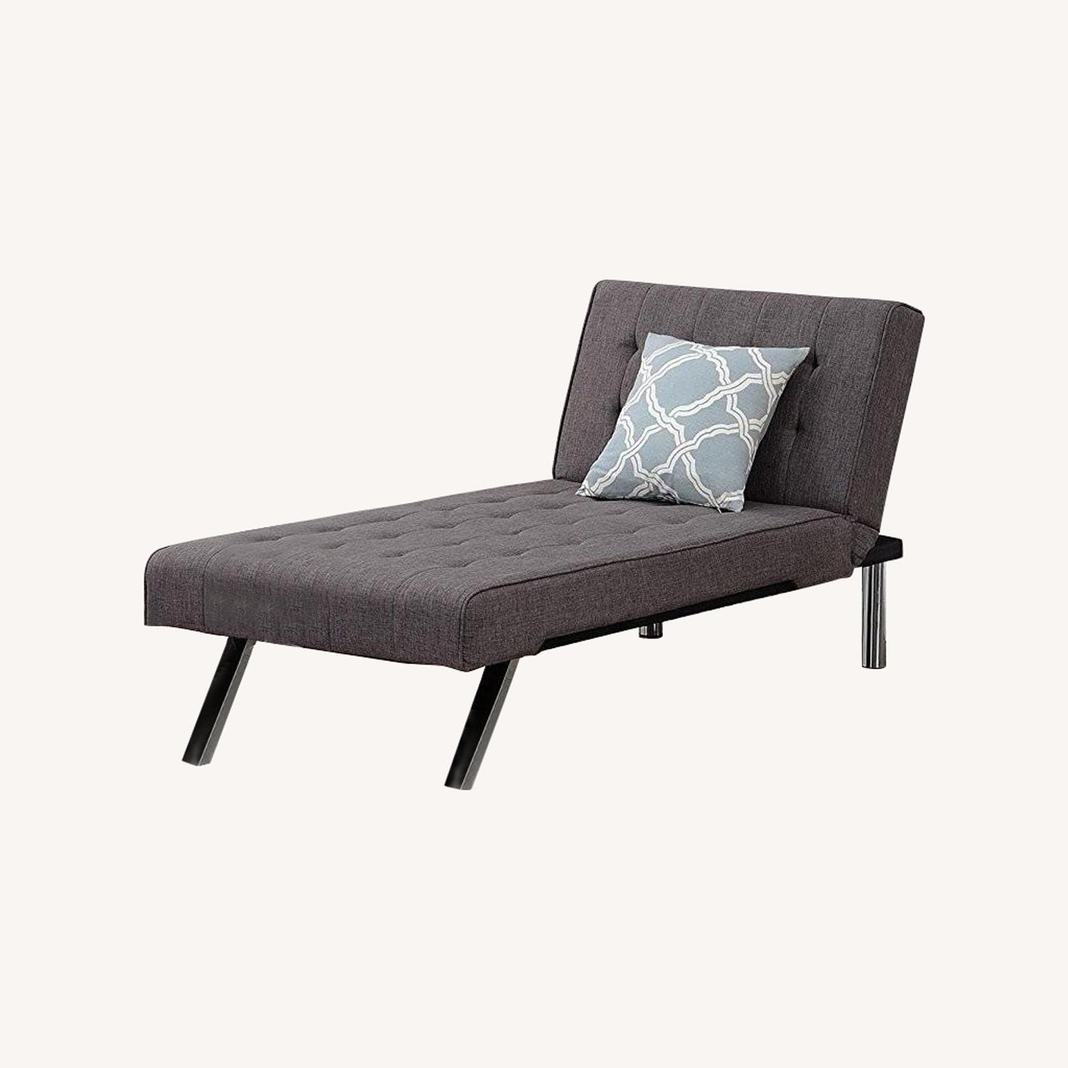 DHP Furniture Dark Gray Fabric Chaise Lounge - image-0