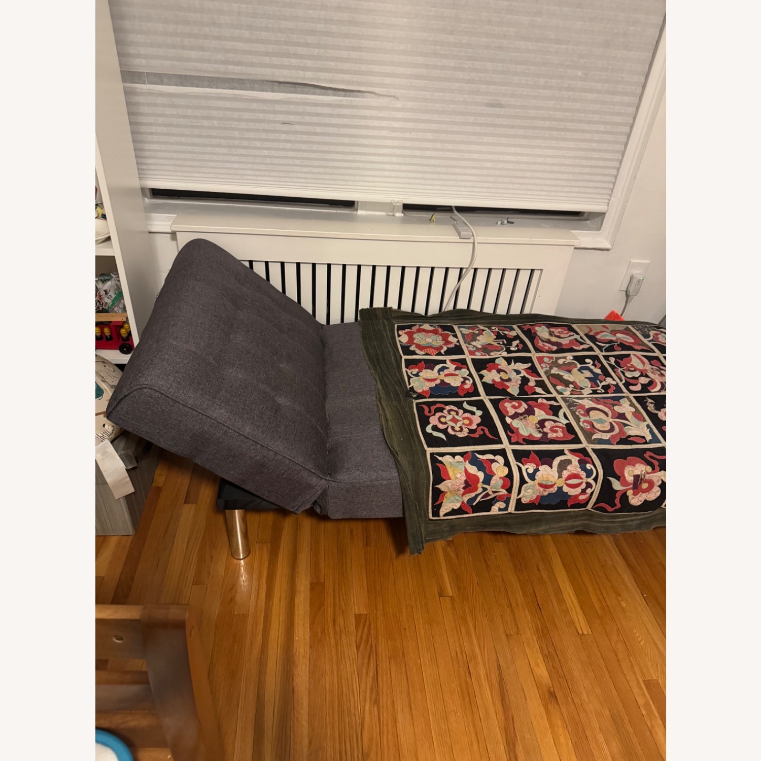 DHP Furniture Dark Gray Fabric Chaise Lounge - image-5