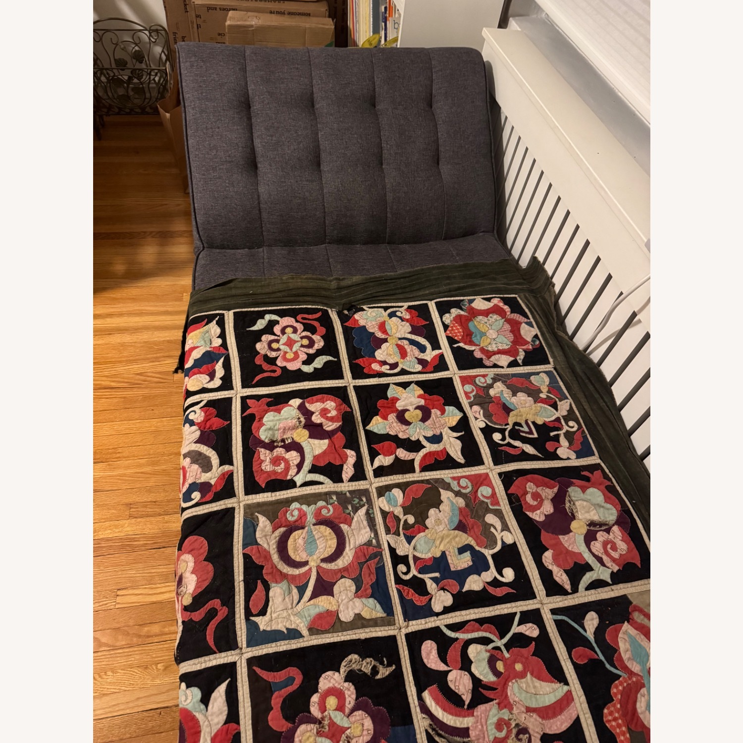 DHP Furniture Dark Gray Fabric Chaise Lounge - image-6