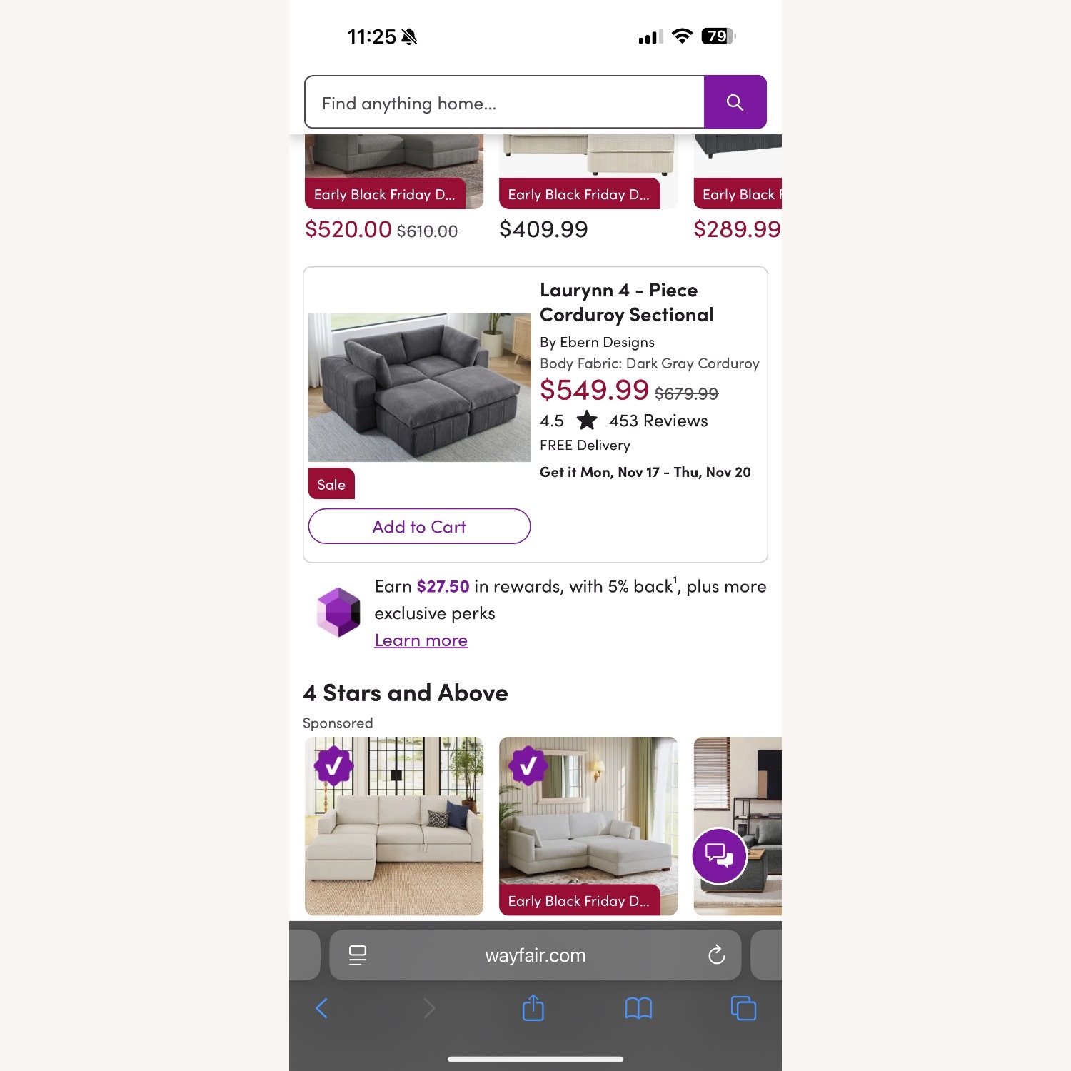 Laurynn 4 - Piece Corduroy Sectional - image-6