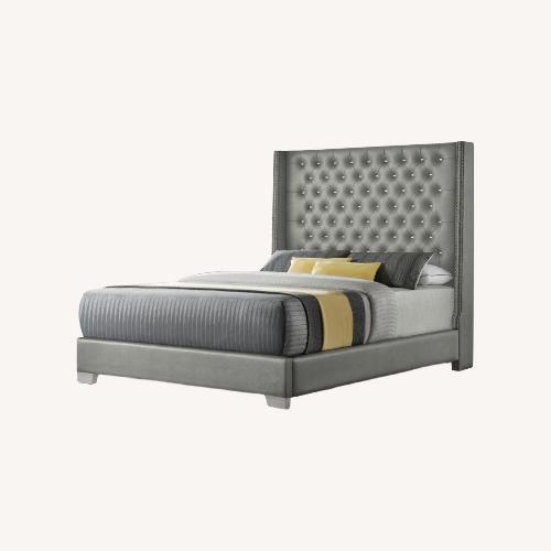 Used Wayfair Paoquin Light Gray Leather Headboard for sale on AptDeco