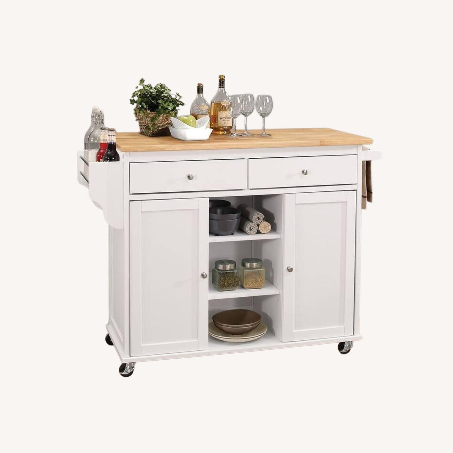 Wayfair White Wood Kitchen Storage with Wheels - image-0