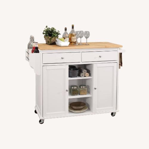 Used Wayfair White Wood Kitchen Storage with Wheels for sale on AptDeco