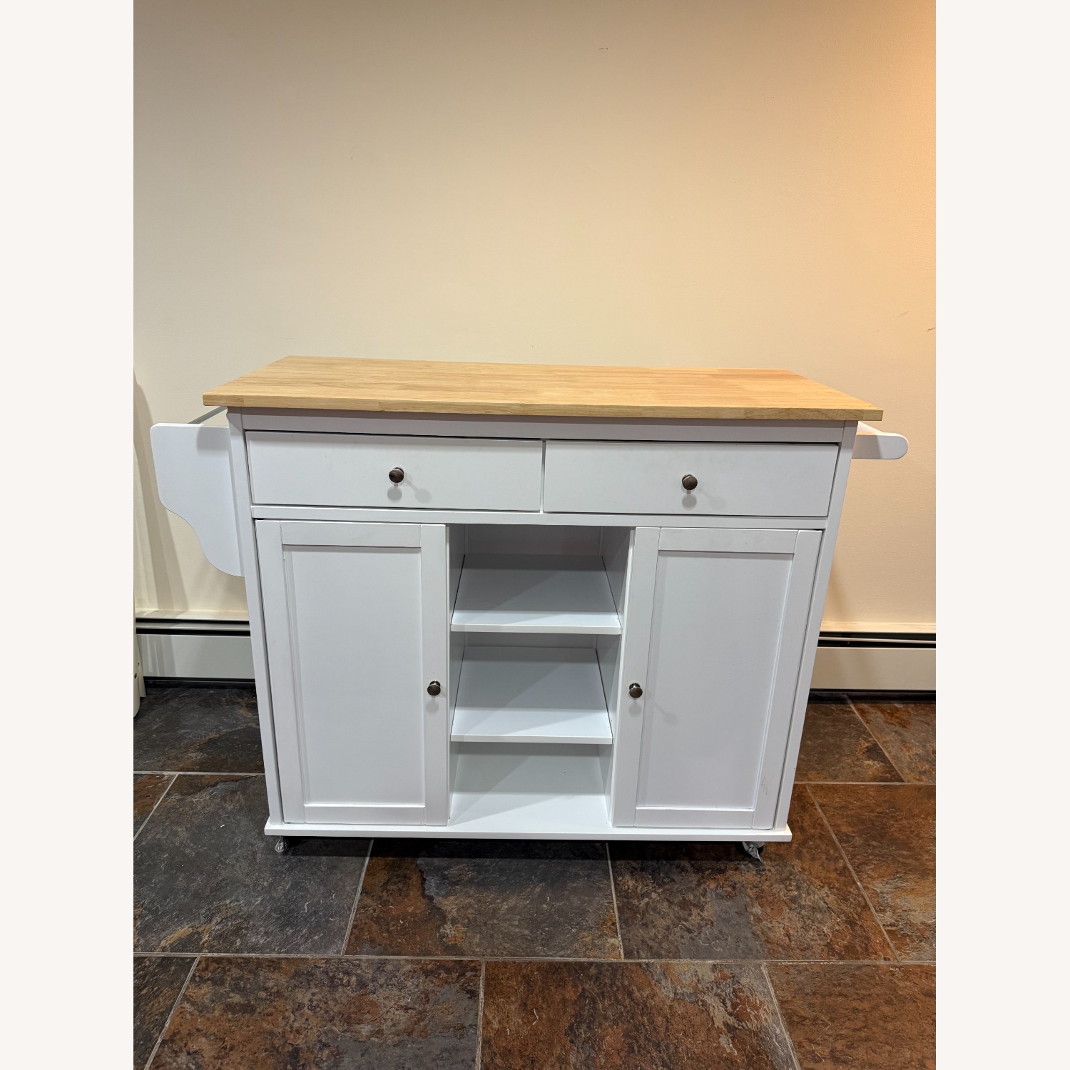 Wayfair White Wood Kitchen Storage with Wheels - image-1