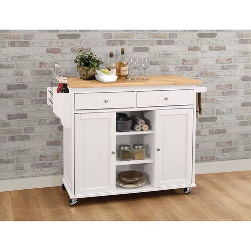 Used Wayfair White Wood Kitchen Storage with Wheels for sale on AptDeco