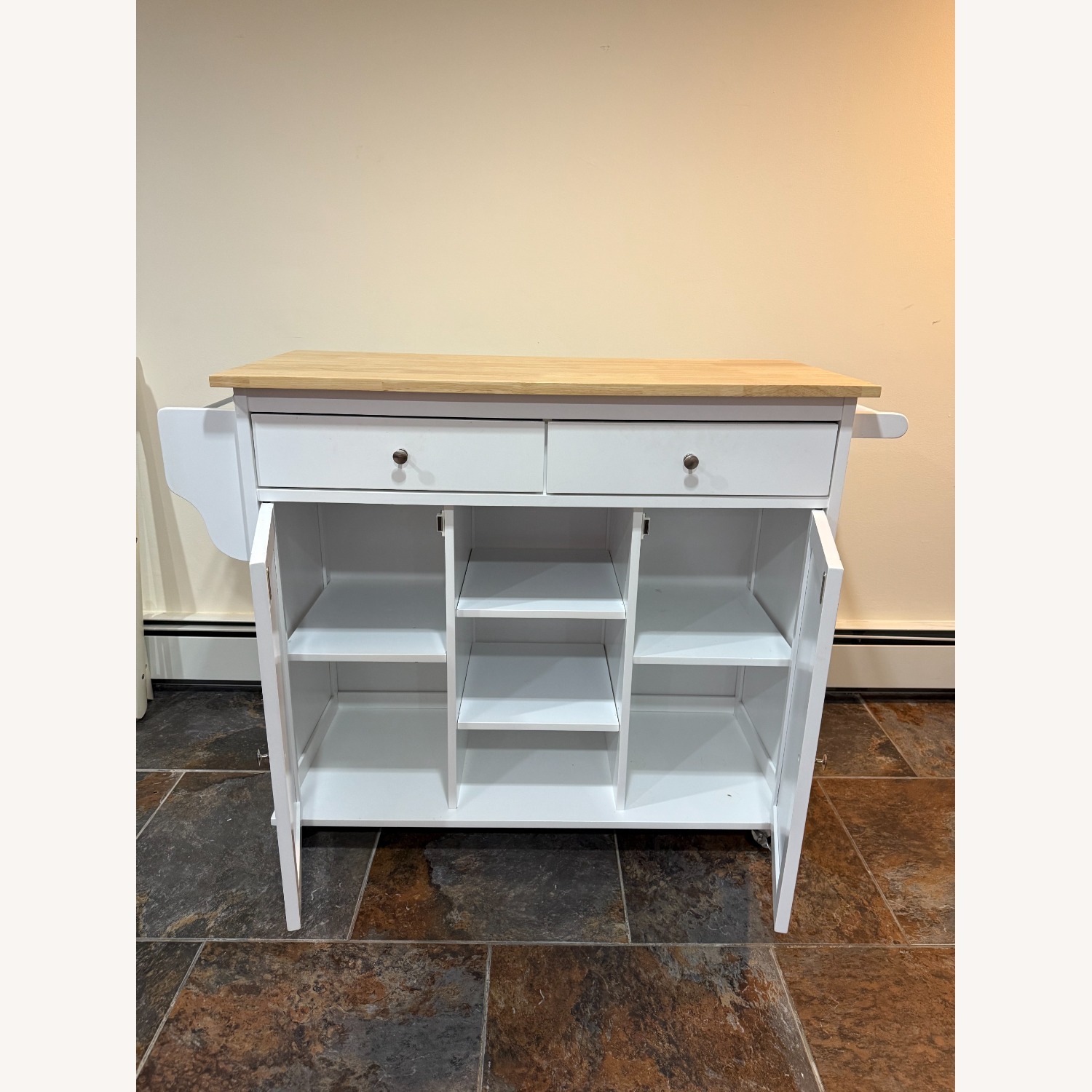 Wayfair White Wood Kitchen Storage with Wheels - image-4