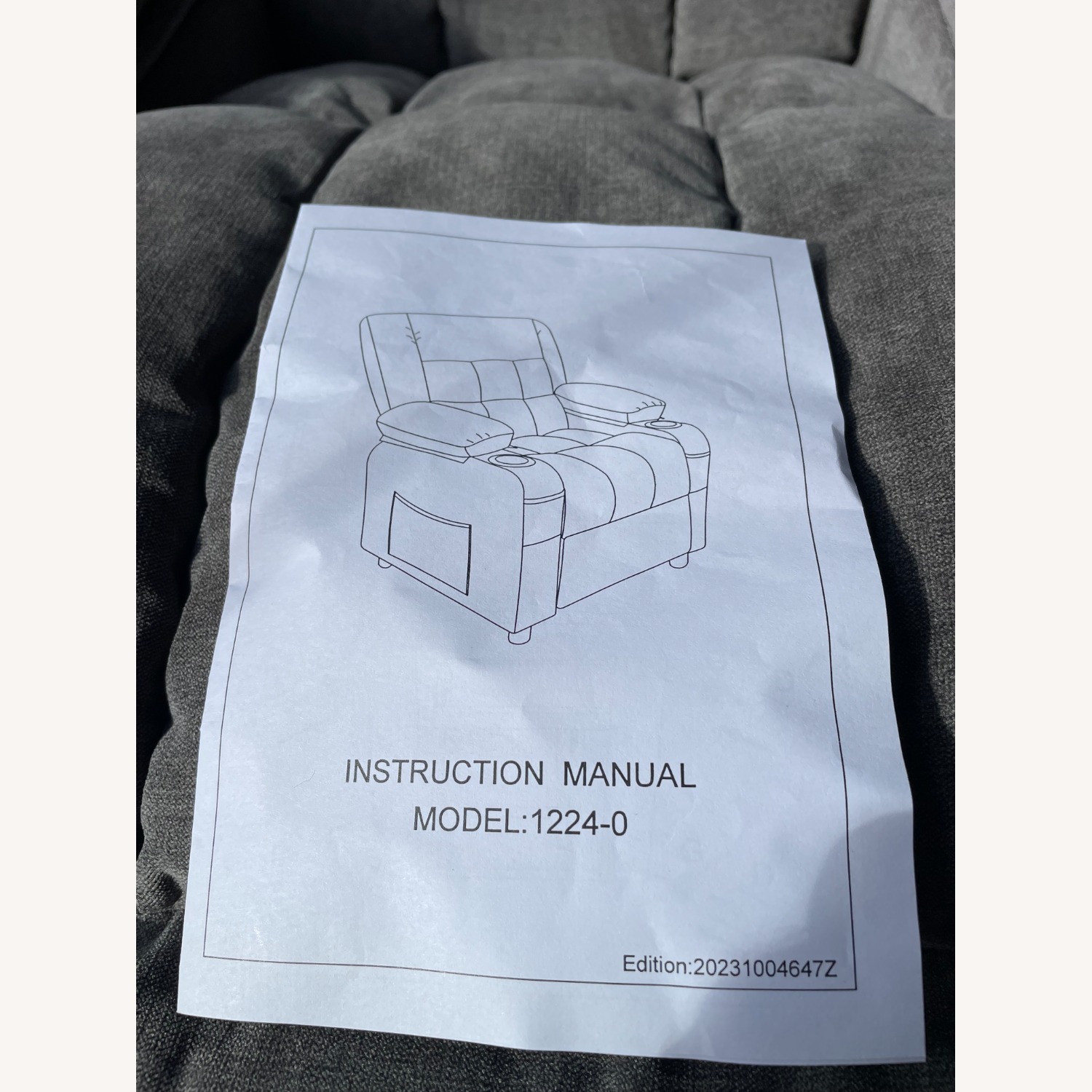 Bosmiller Kids Light Gray Fabric Recliner - image-2