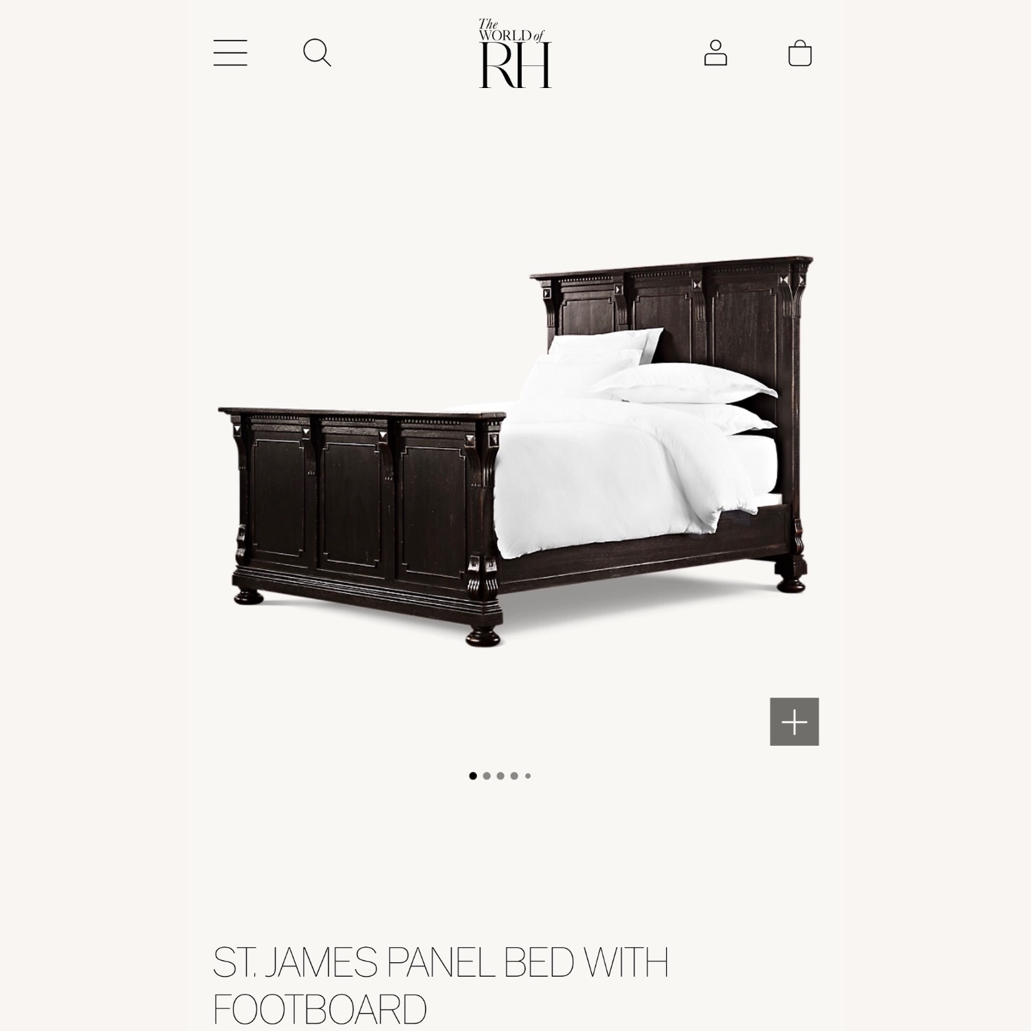 Restoration Hardware Black St. James Panel Bed with Footboard - image-1