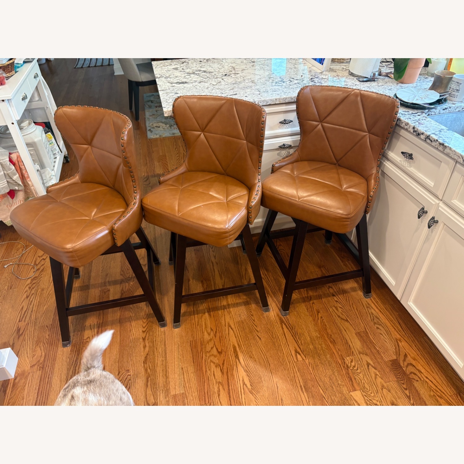 Light Brown Leather Stools - image-2