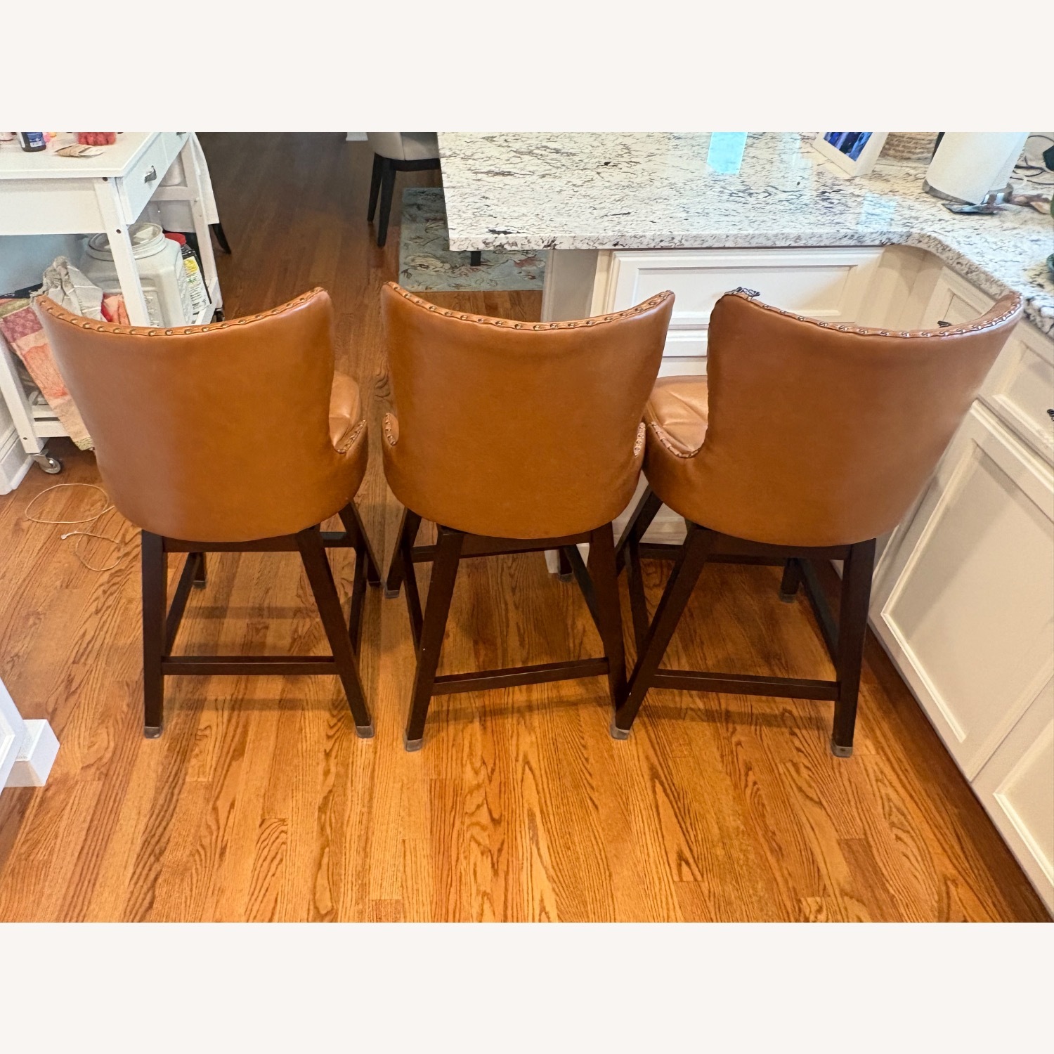 Light Brown Leather Stools - image-3