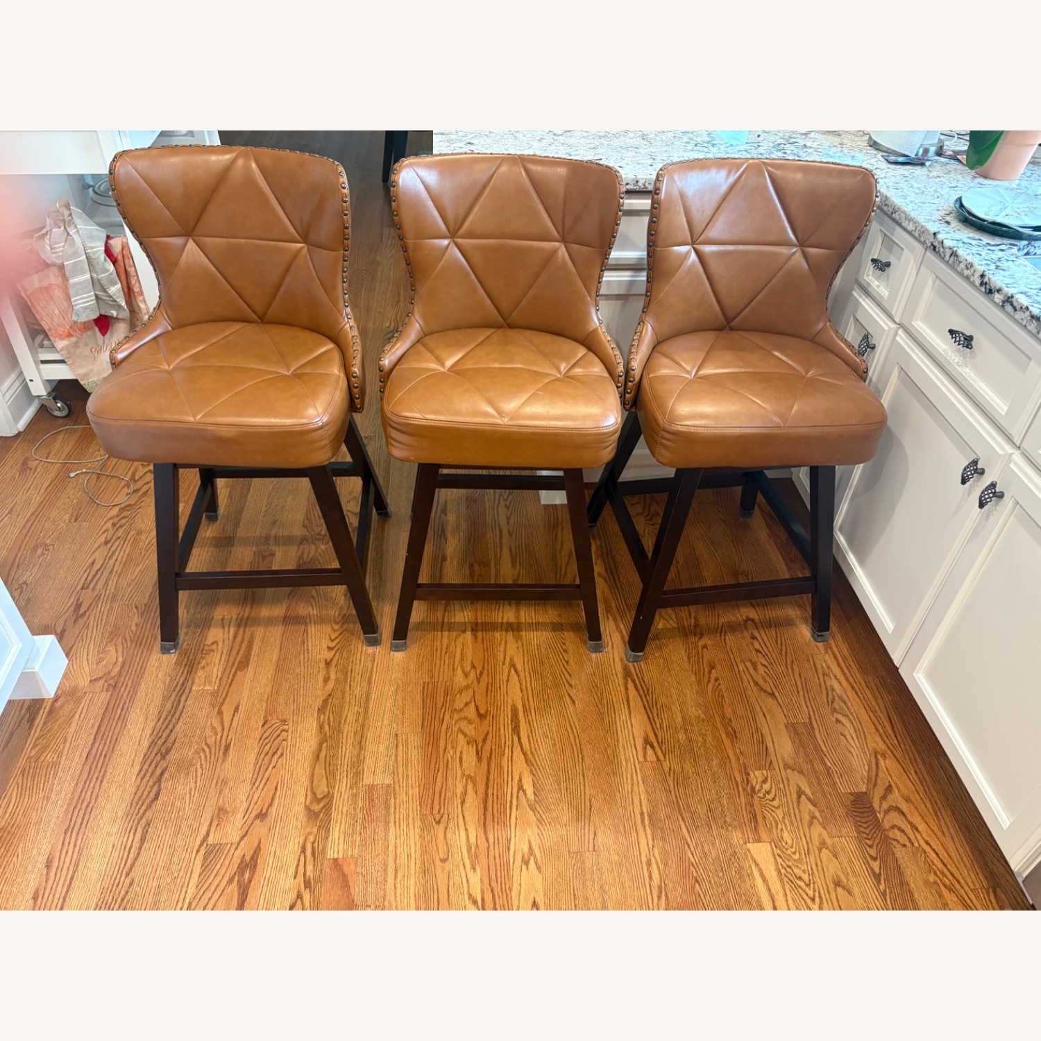 Light Brown Leather Stools - image-1