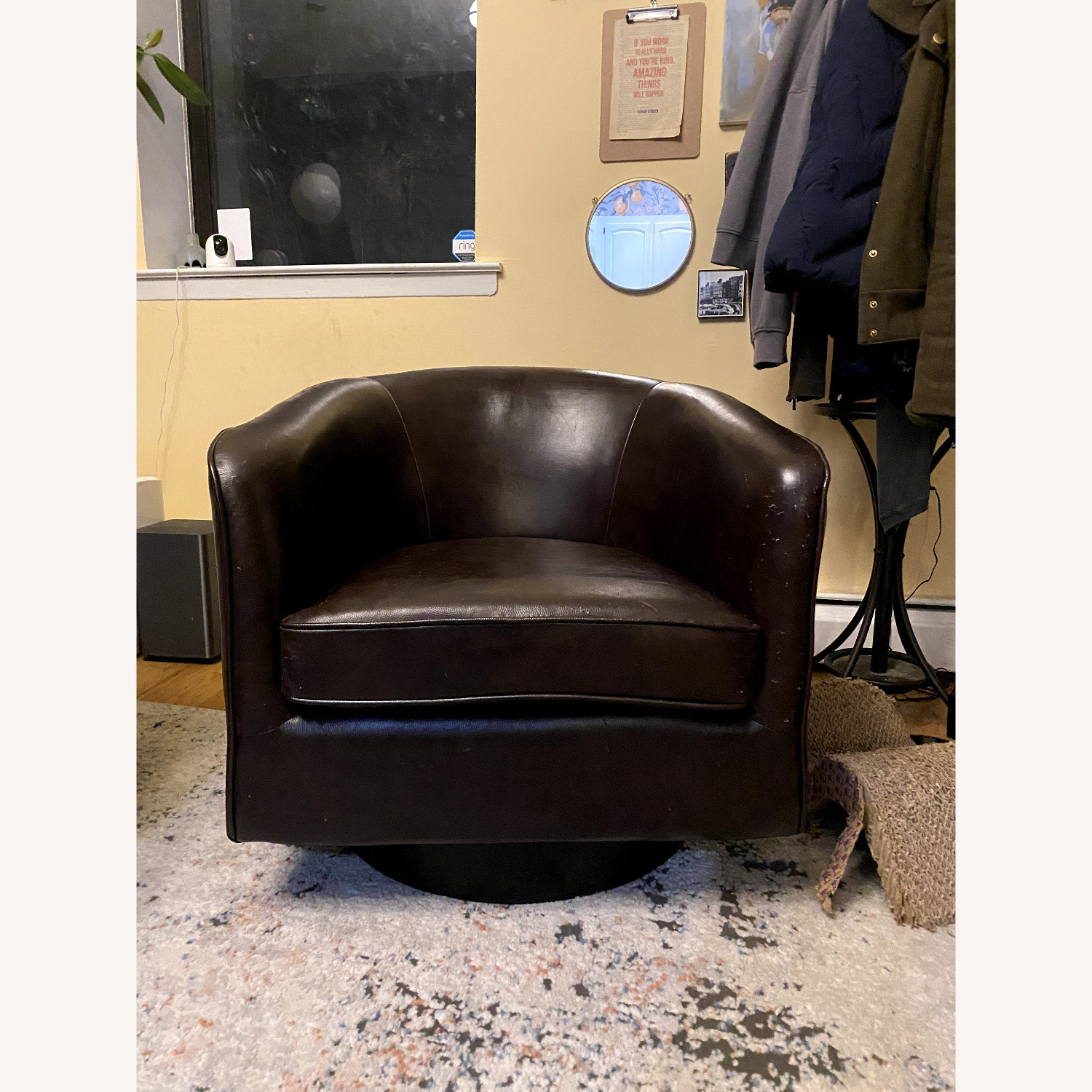 Wayfair Cathy 29" Wide Top Grain Swivel Barrel Chair - image-1