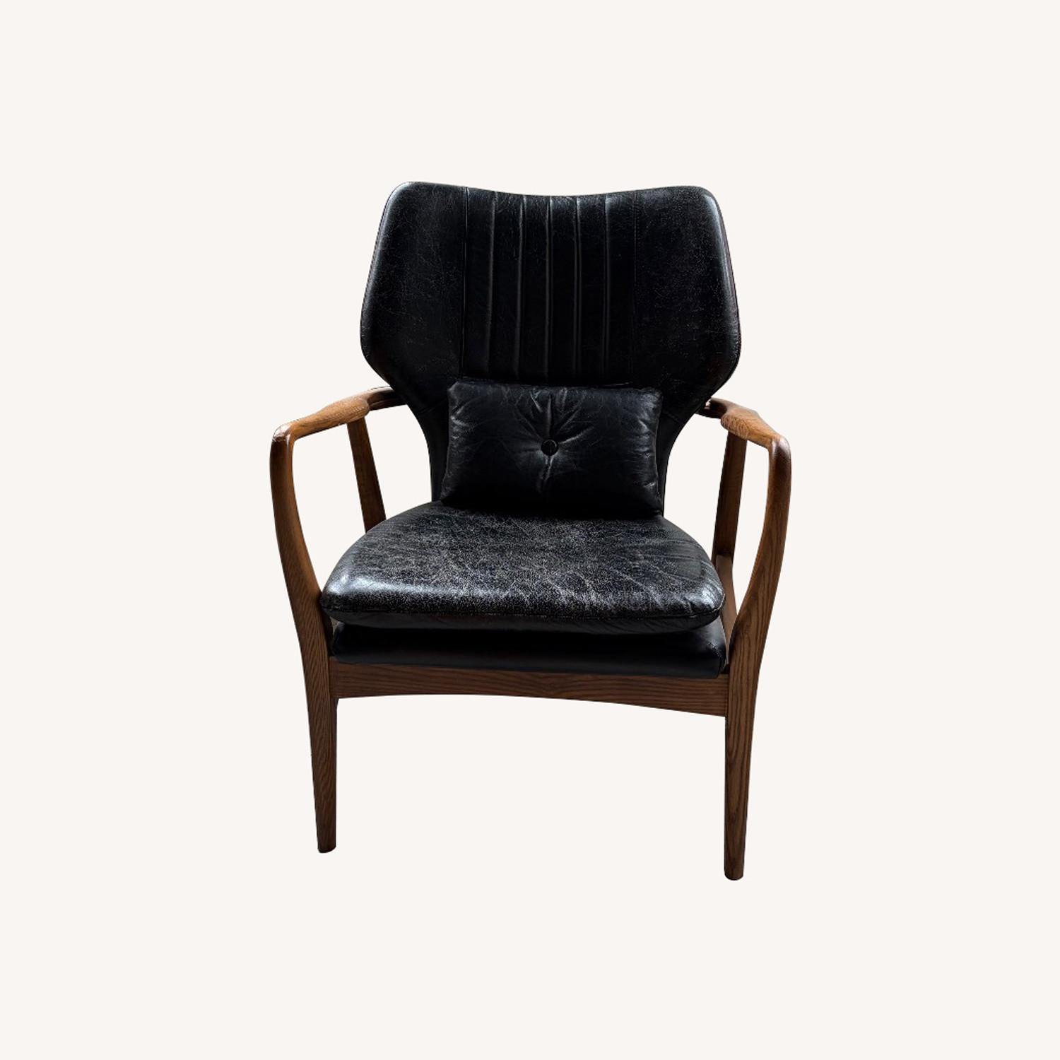 Vintage/Antique Finds Black Leather Armchair - image-0