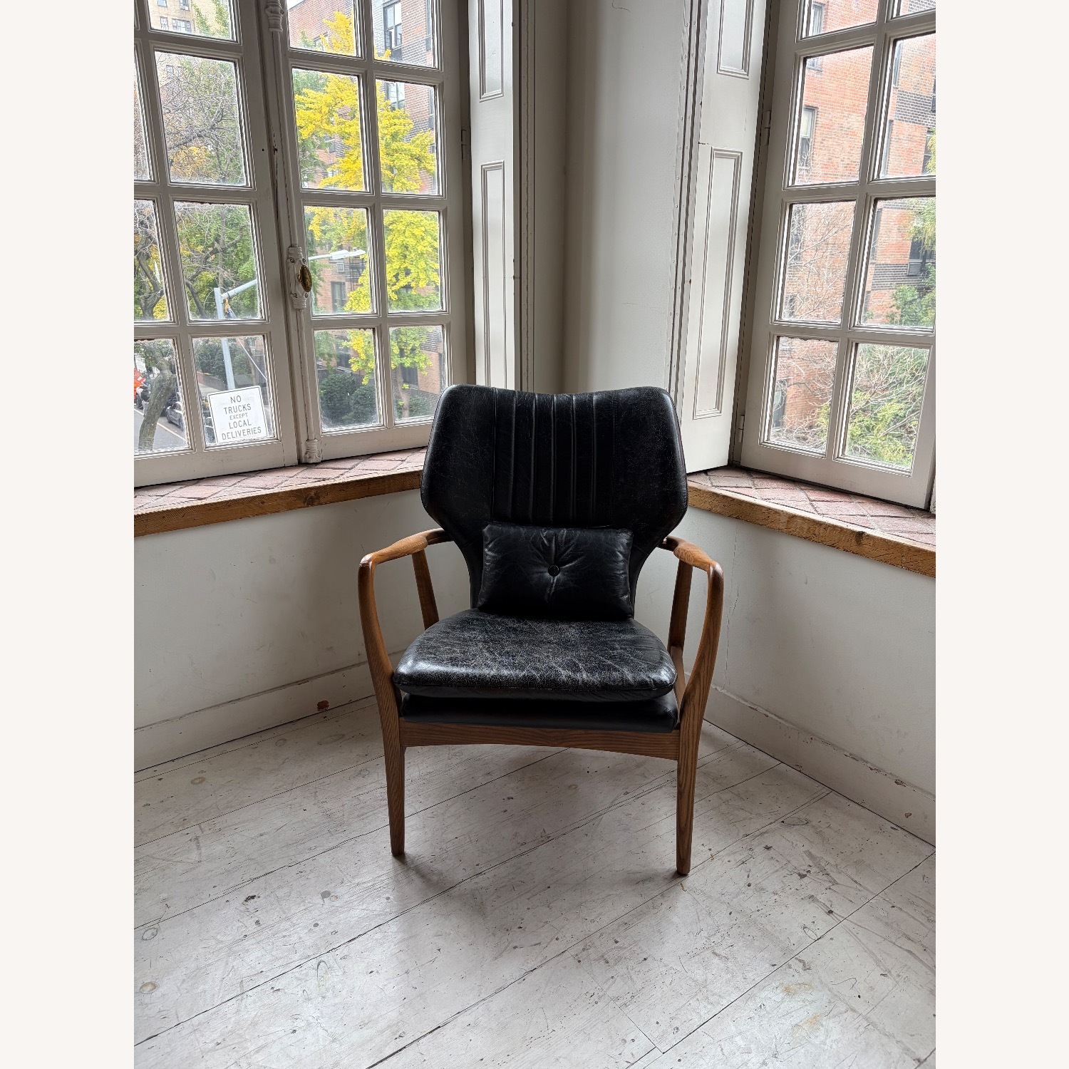 Vintage/Antique Finds Black Leather Armchair - image-1
