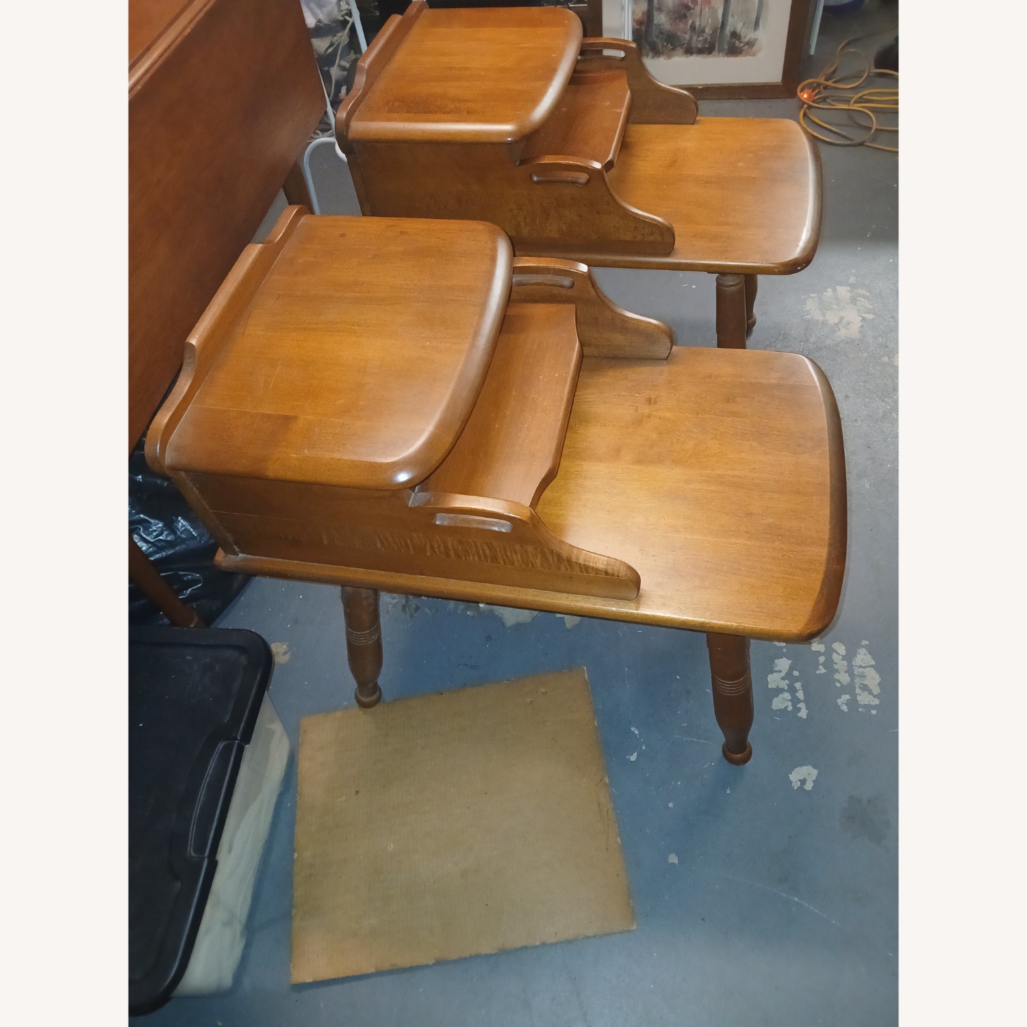 Vintage/Antique Natural Wood Side Tables - image-4