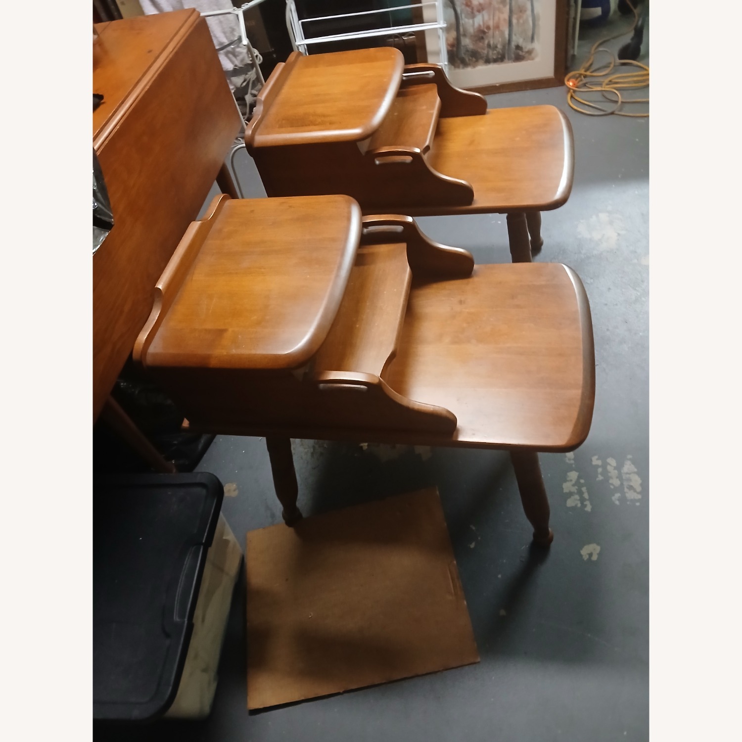 Vintage/Antique Natural Wood Side Tables - image-7