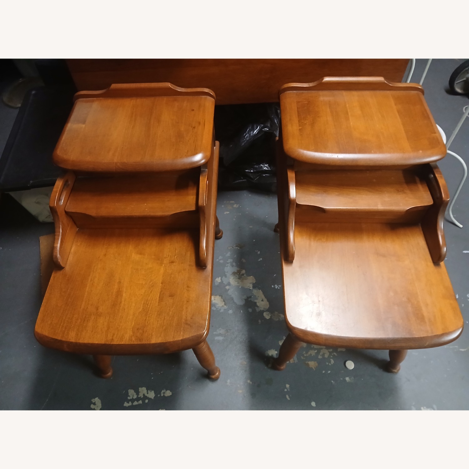 Vintage/Antique Natural Wood Side Tables - image-6