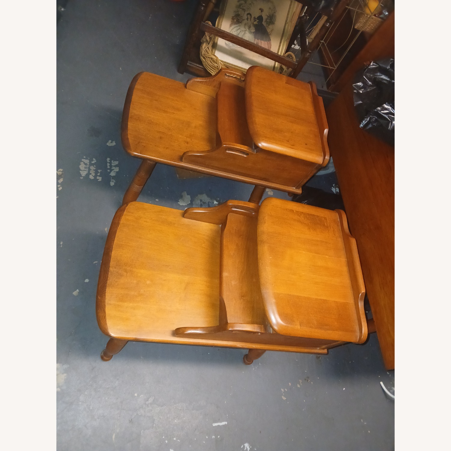 Vintage/Antique Natural Wood Side Tables - image-2