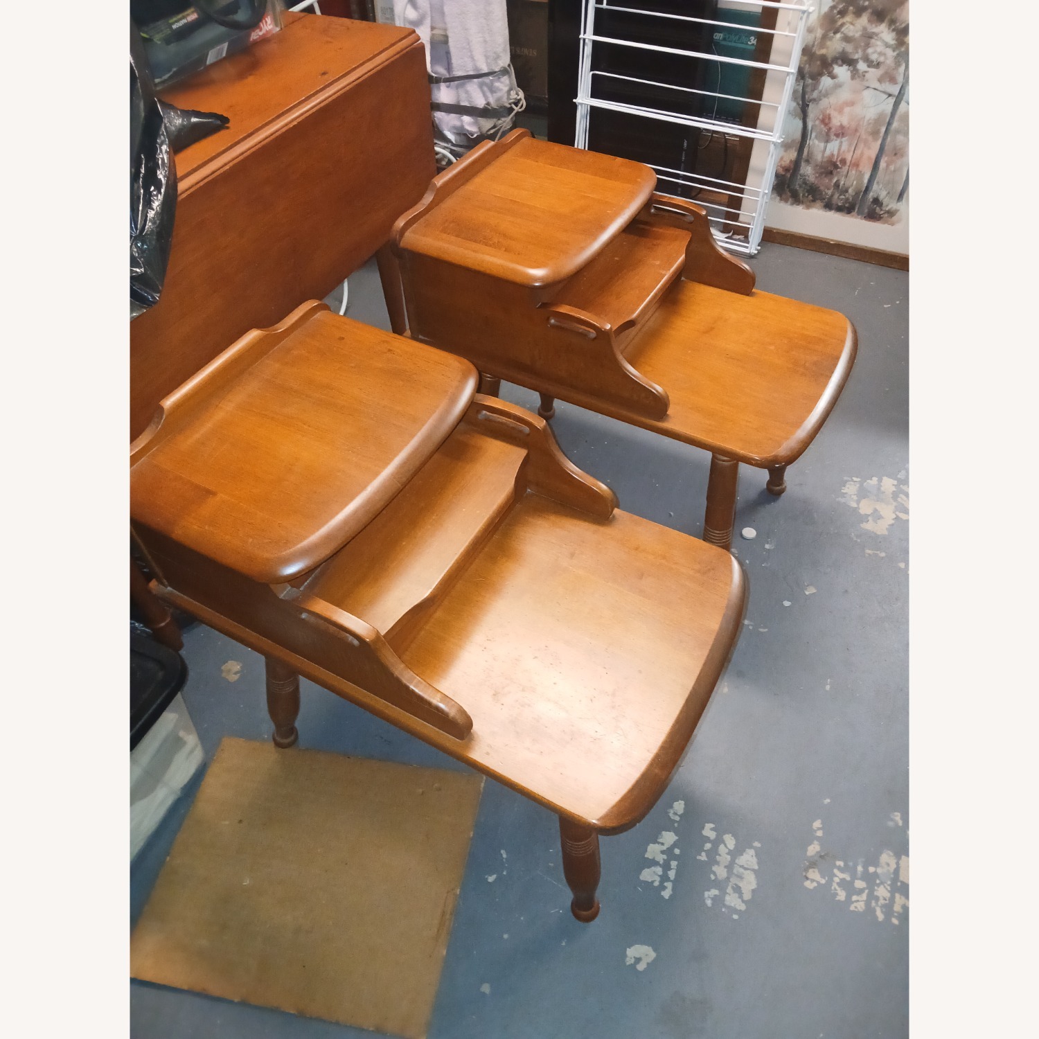 Vintage/Antique Natural Wood Side Tables - image-11